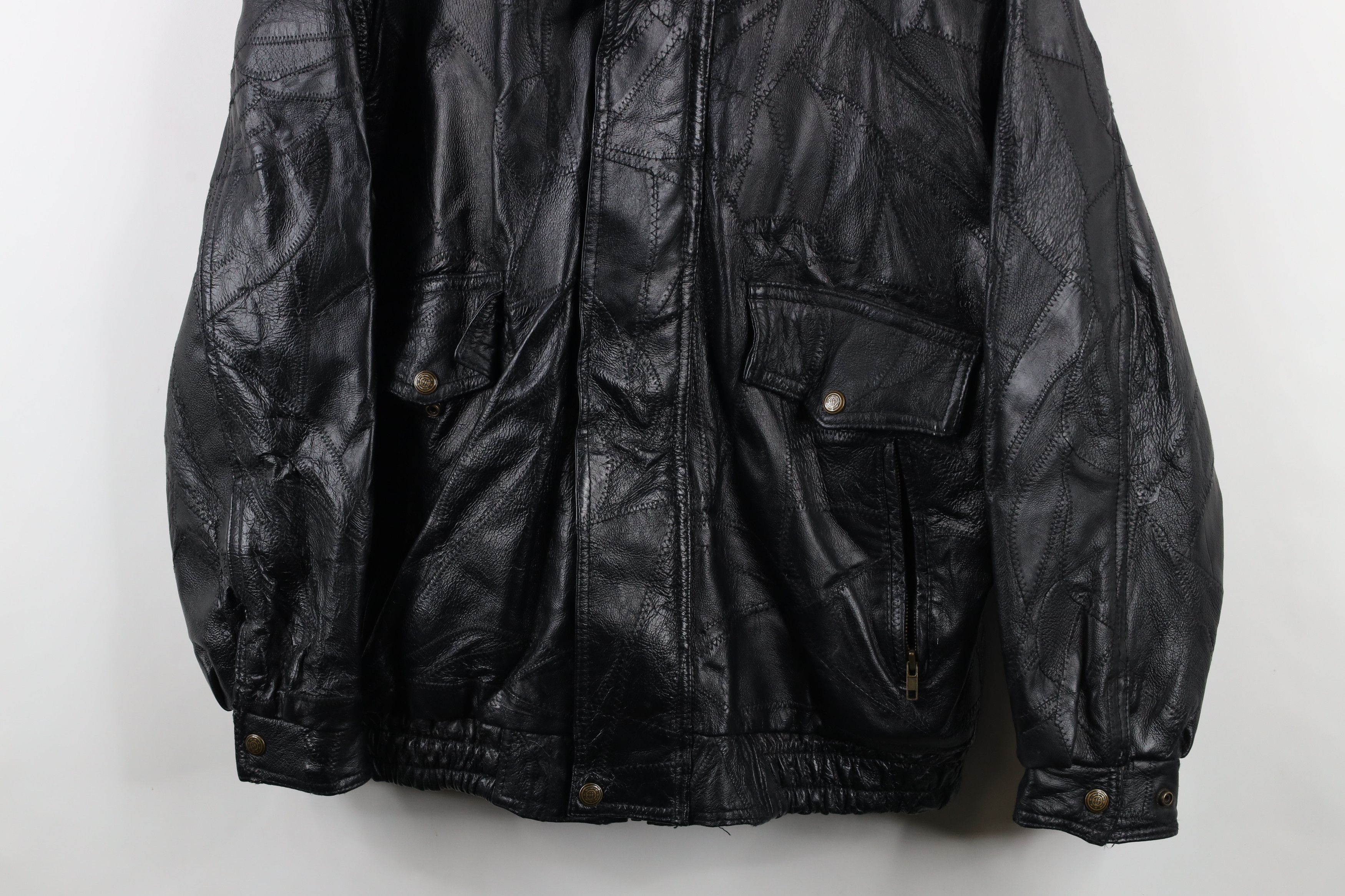Vintage Vintage 90s Streetwear Leather Flight Bomber Jacket Black Size US L / EU 52-54 / 3 - 3 Thumbnail