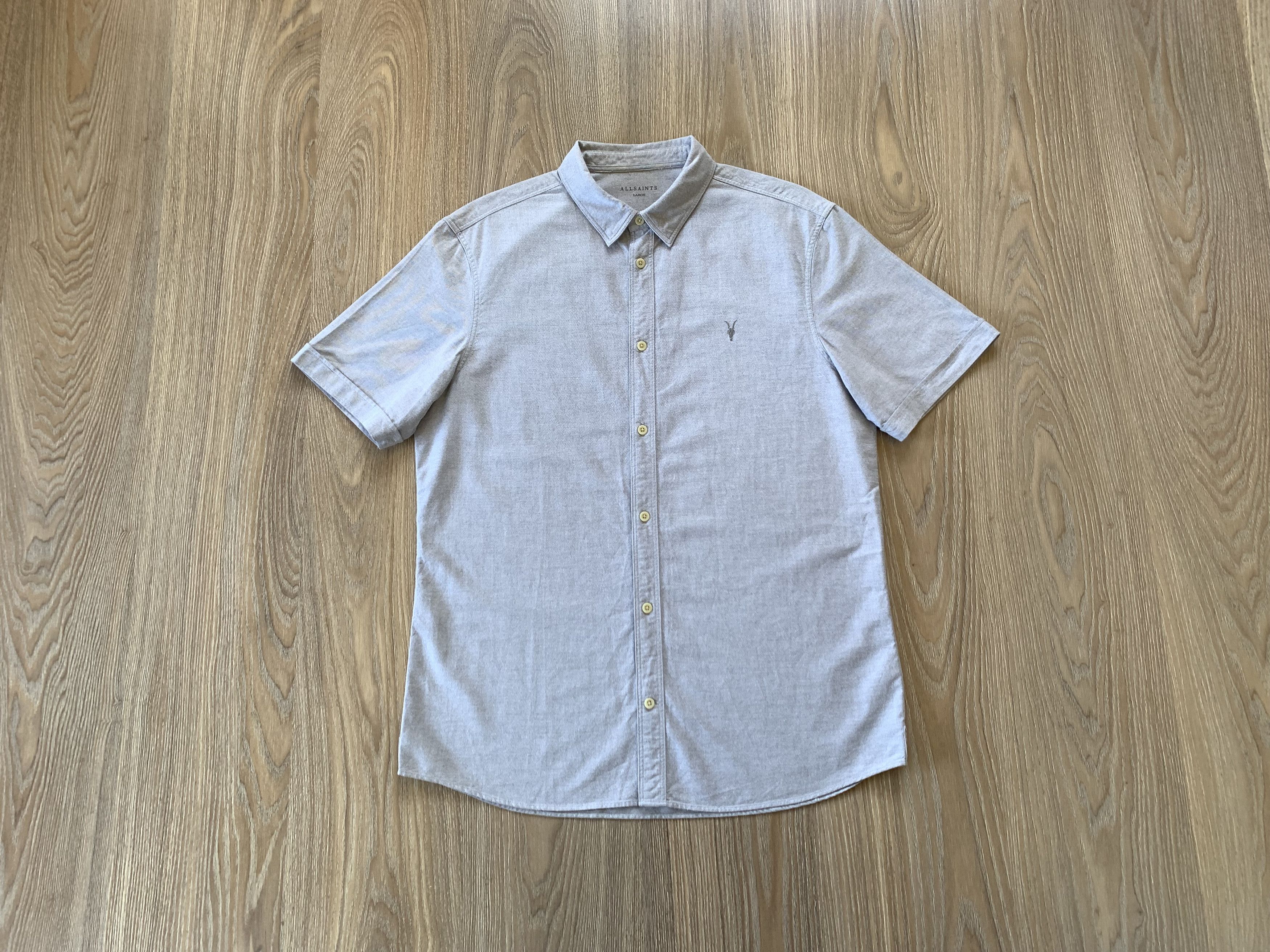 Allsaints Allsaints Cotton Grey Short Sleeve Shirt Size US L / EU 52-54 / 3 - 1 Thumbnail