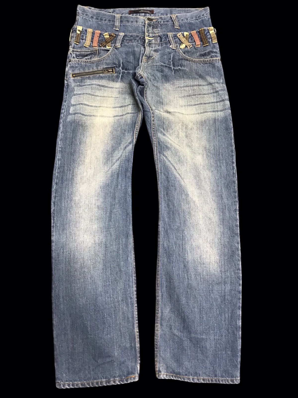 Japanese Brand 💥ARCHIVAL💥Dominate Double Waist Stone Wash Denim F450 Size US 34 / EU 50 - 1 Thumbnail