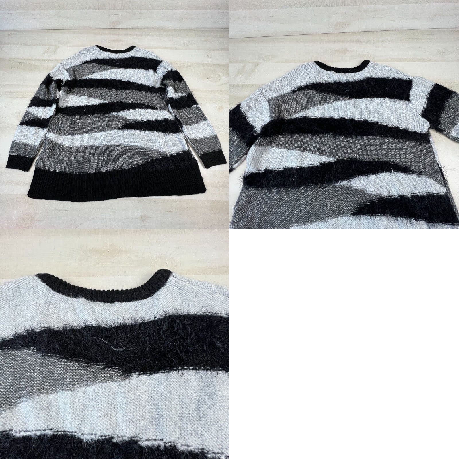 Vintage Lane Bryant Womens Plus Size Sweater Pullover Fuzzy Boxy Soft Black Gray 18/20 Size XXL / US 16-18 / IT 52-54 - 8 Thumbnail