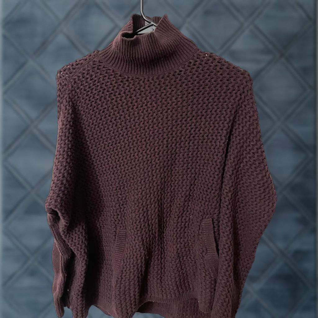 Loft LOFT Maroon Turtleneck Sweater 100% Cotton Size Small Women Pullover Fall/Winter Size S / US 4 / IT 40 - 1 Thumbnail