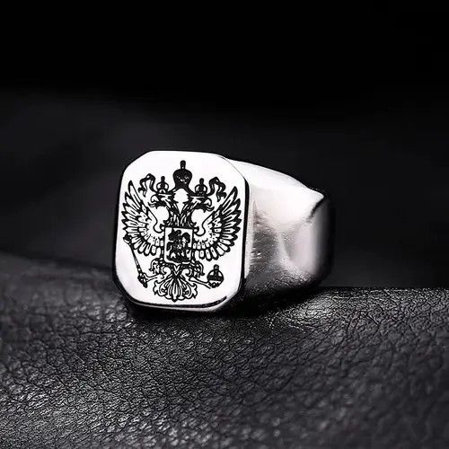Vintage Seul Double Headed Eagle Russian National Emblem Men Rings Size ONE SIZE - 3 Thumbnail