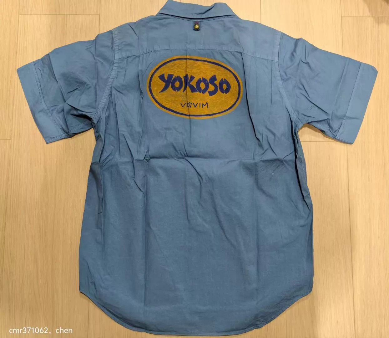 Visvim Blue Short Sleeve Shirt with 'Yokoso' Back Print Size US M / EU 48-50 / 2 - 1 Thumbnail
