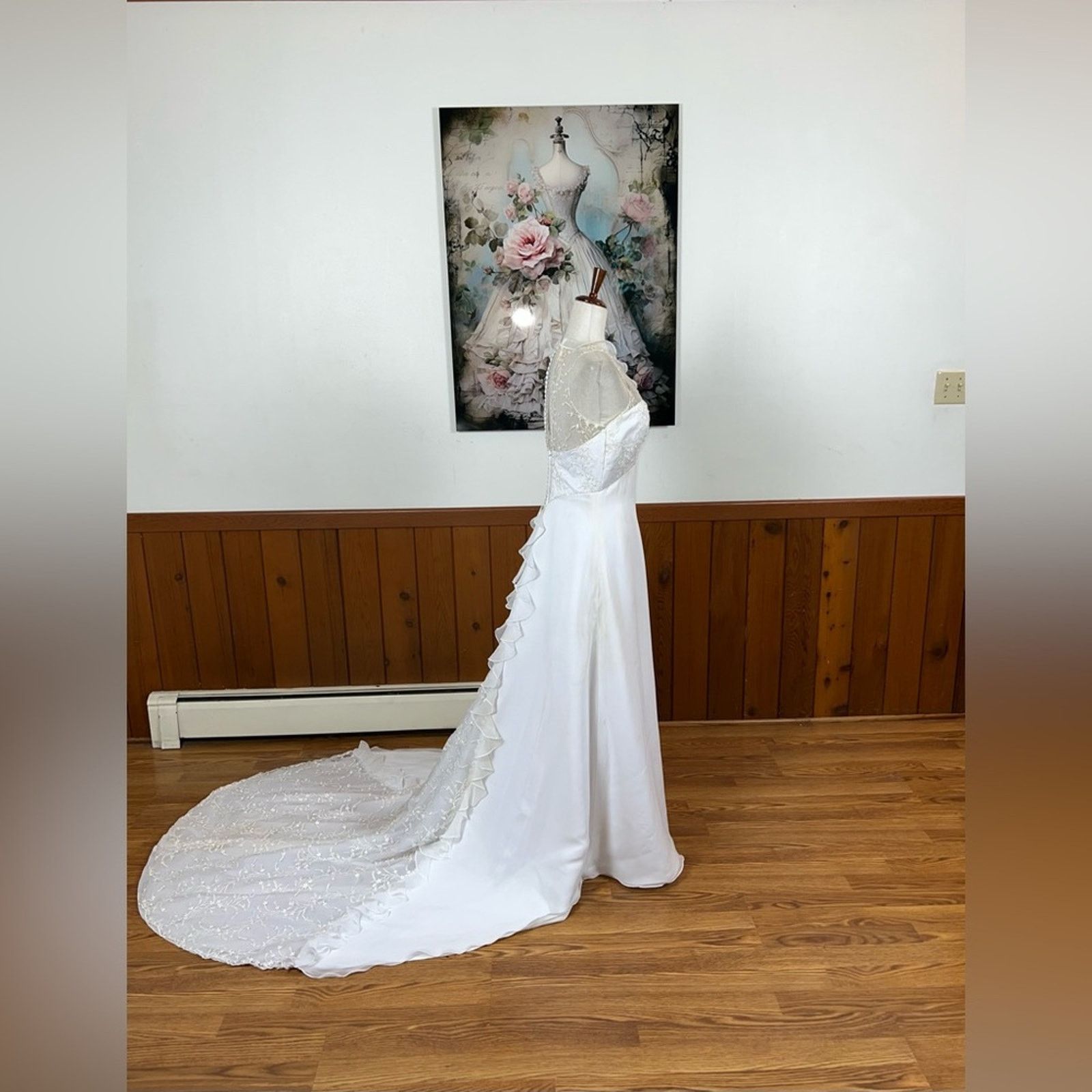 Vintage Vintage 90s Bridal Originals Ruffle Halter Wedding Gown! Size M / US 6-8 / IT 42-44 - 4 Thumbnail