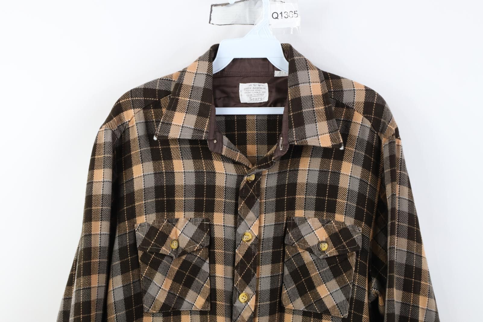 Vintage Vintage 70s Streetwear Flannel Knit Board Button Shirt Plaid Size US L / EU 52-54 / 3 - 2 Thumbnail