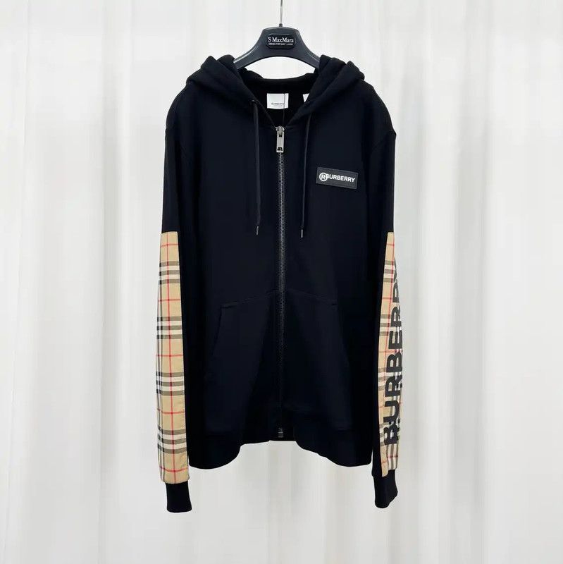 Burberry Burberry Black Logo Check Hooded Sweatshirt Size US S / EU 44-46 / 1 - 1 Thumbnail