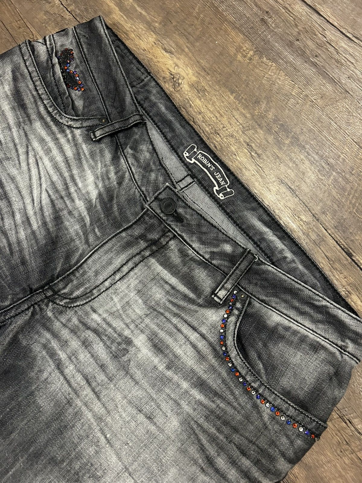 Robins Jeans 🔥 Cherokee Wash Straight Jeans with Custom Crystals 🔥 Size US 40 / EU 56 - 8 Thumbnail