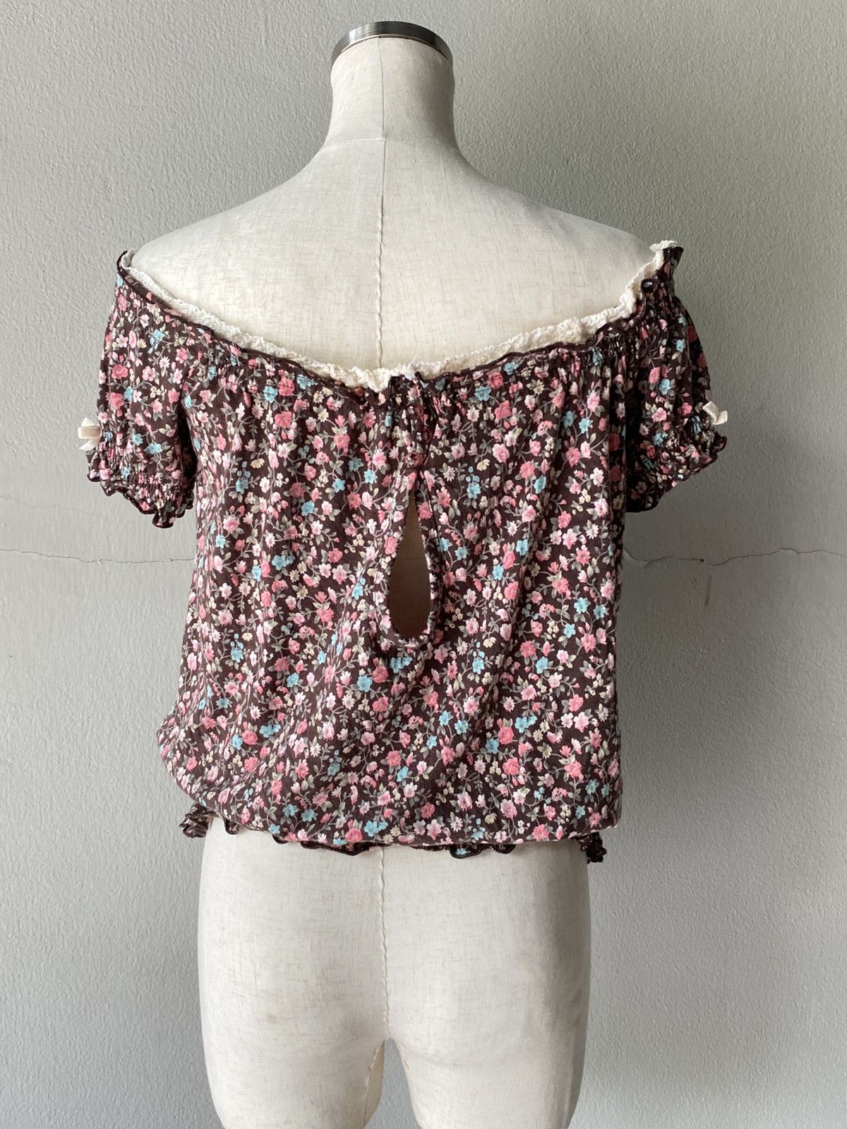 LIZ LISA LIZ LISA Brown Floral Off-Shoulder Blouse Size M / US 6-8 / IT 42-44 - 14 Thumbnail