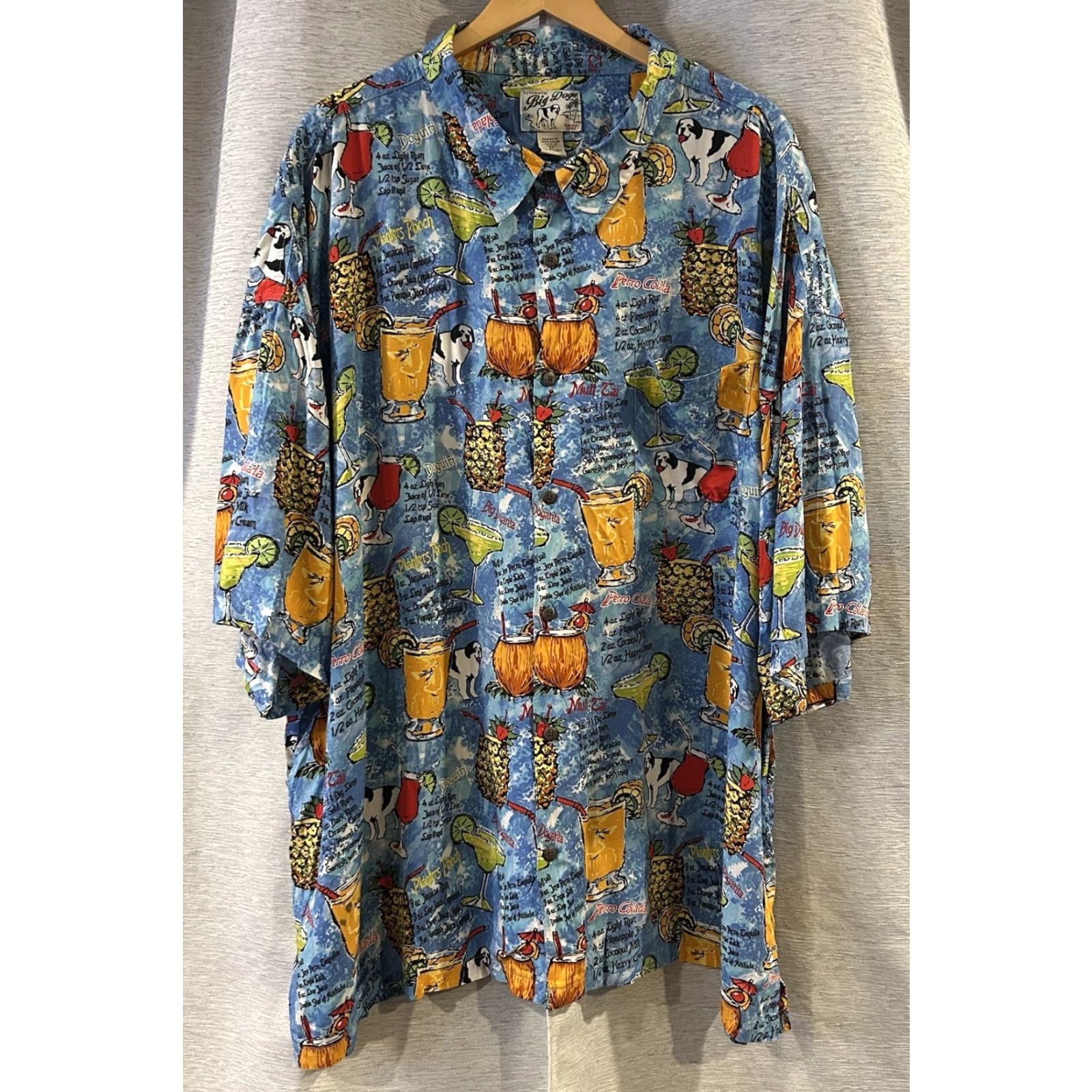 Big Dogs VINTAGE Big Dogs Shirt Mens 5XL Hawaiian Button-Up Short Sleeve Floral Rayon Beach Vacation Aloha Beachwear Pattern Blue Size US XXL / EU 58 / 5 - 2 Thumbnail