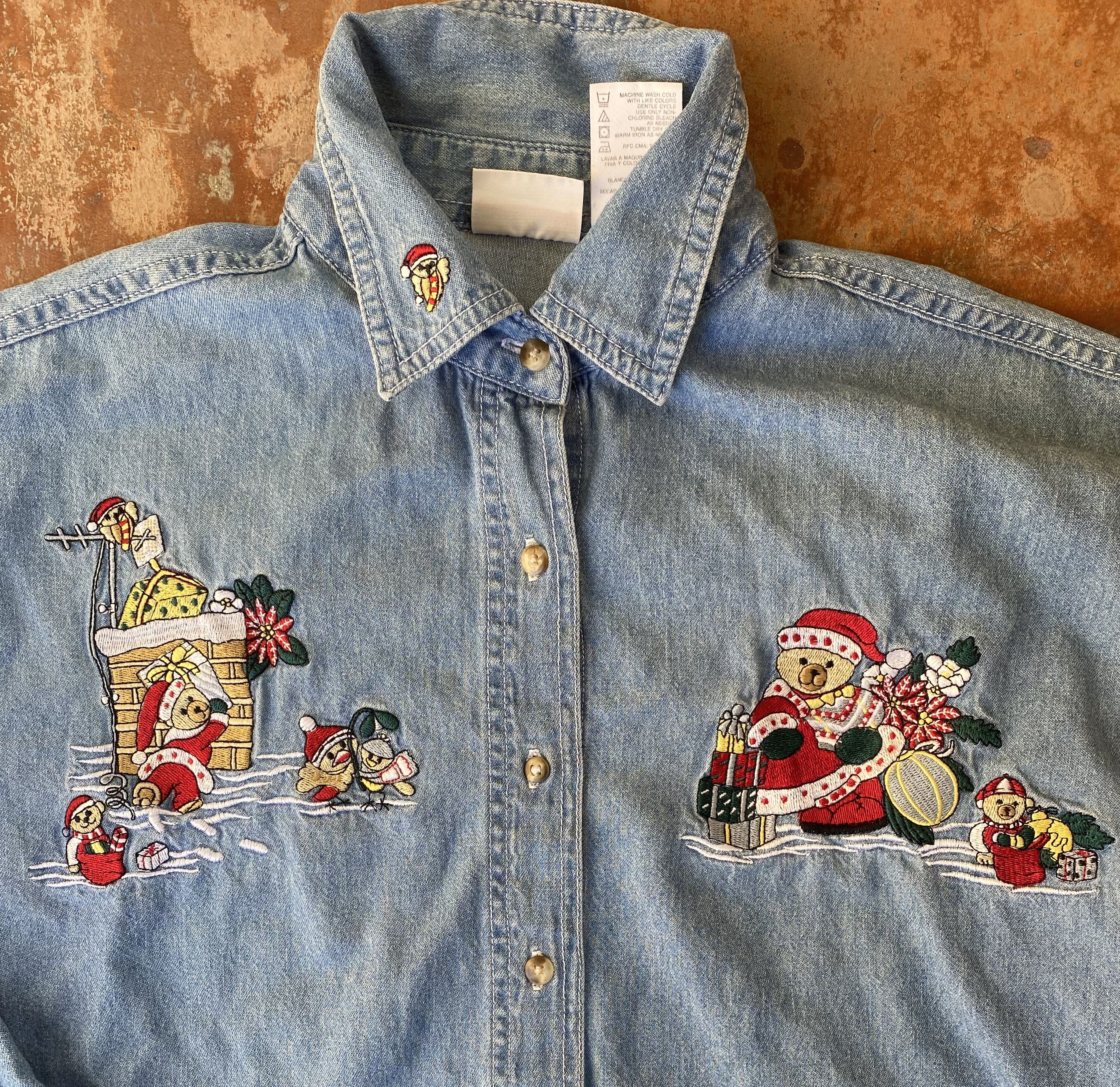 Vintage Vintage Christmas Denim Buttoned Shirt Size M / US 6-8 / IT 42-44 - 2 Thumbnail