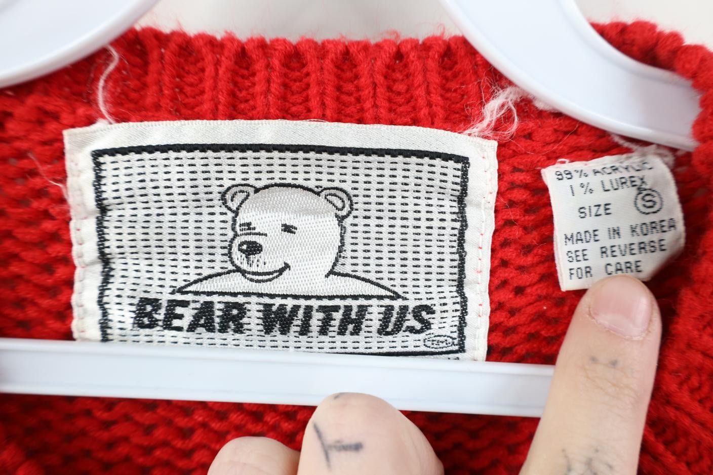 Vintage Vintage 90s Streetwear Christmas Bear Knit Sweater Red Size S / US 4 / IT 40 - 12 Thumbnail