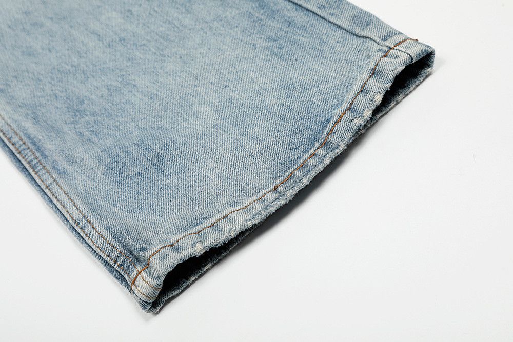 Jean American retro straight-leg washed light blue ripped jeans Size US 32 / EU 48 - 6 Thumbnail