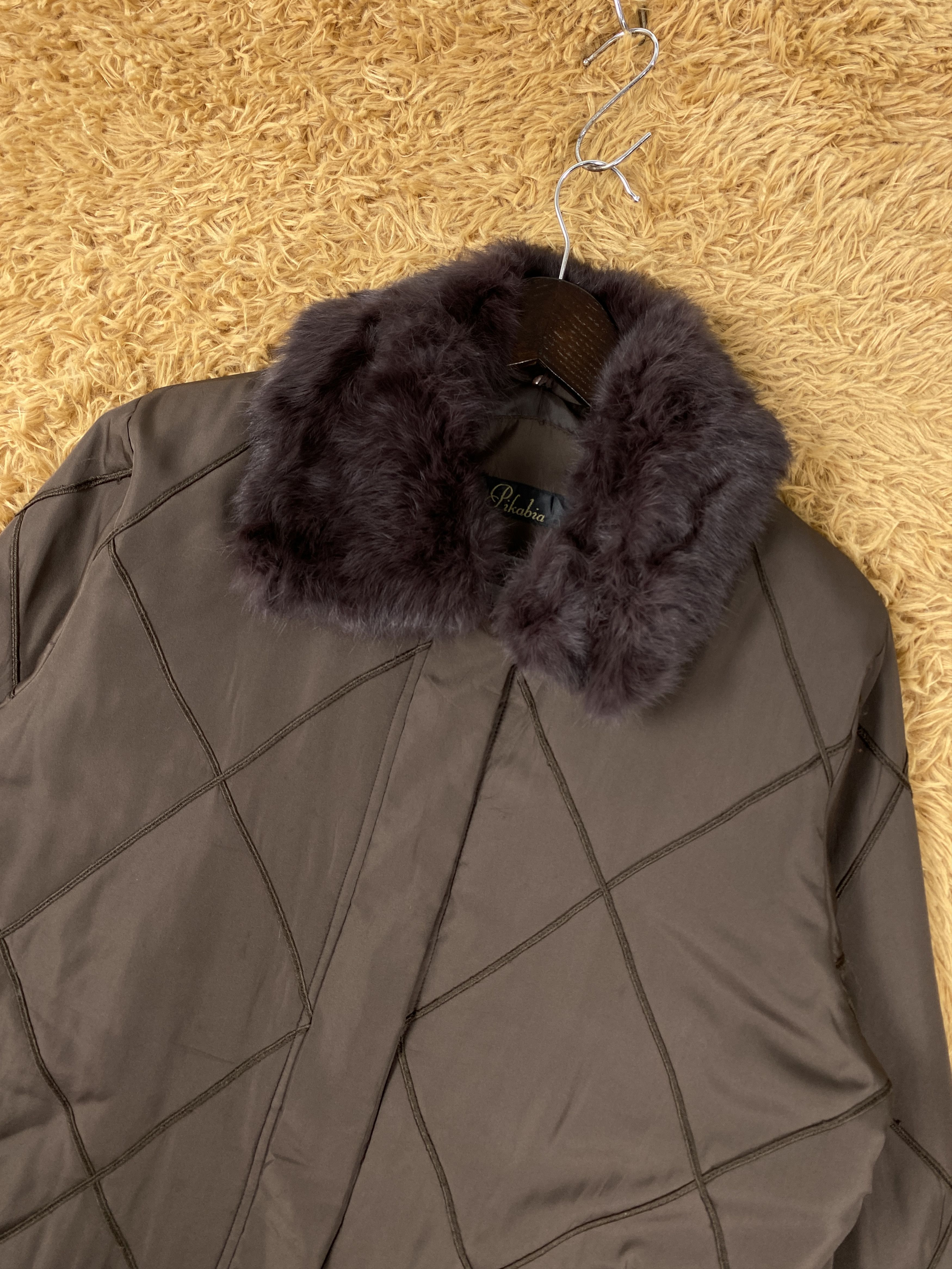 Japanese Brand Vintage Pikabia Fur Collar Quilted Long Jacket J2126 Size S / US 4 / IT 40 - 2 Thumbnail
