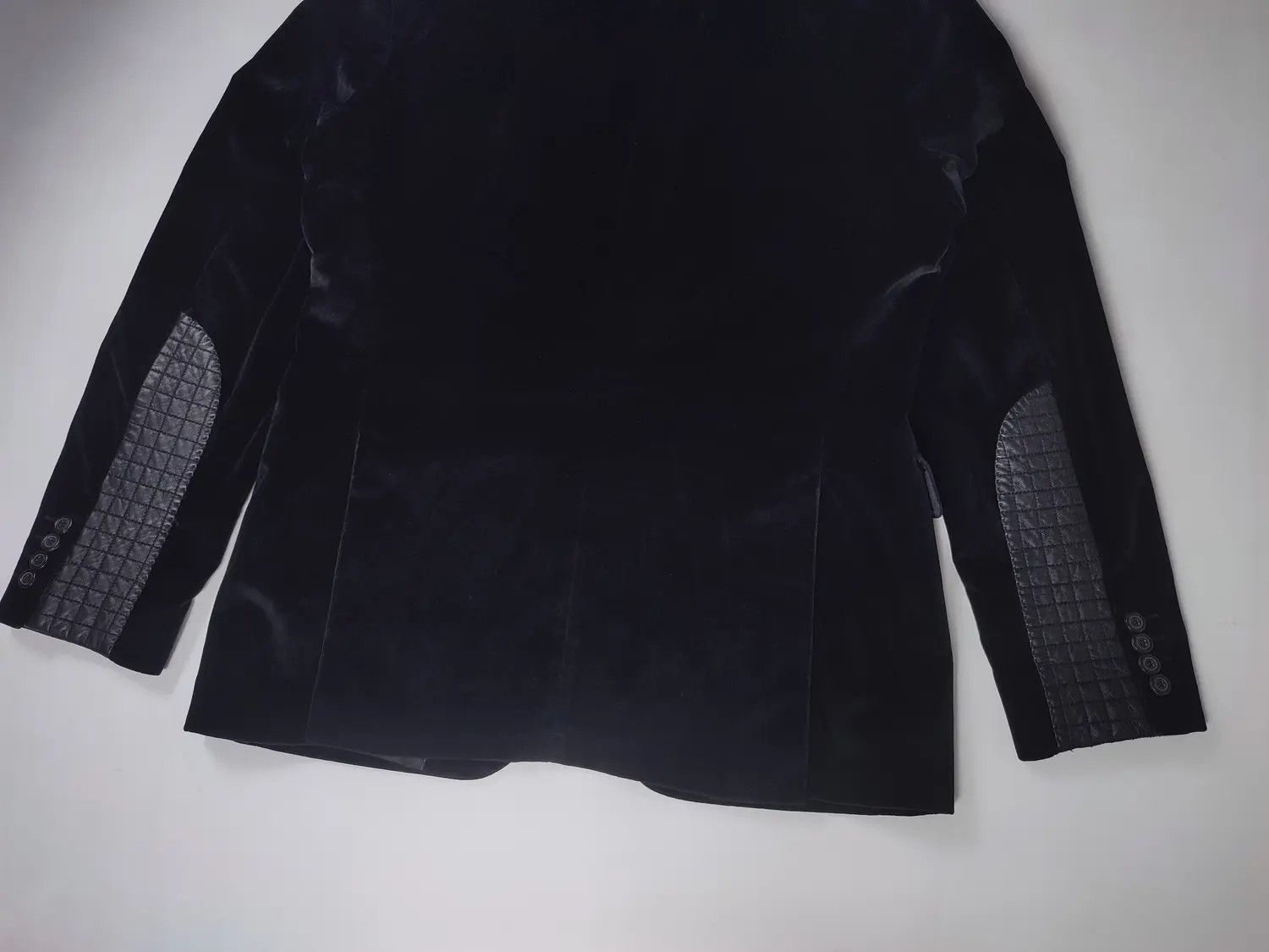 Hugo Boss Hugo Boss Leather Sleeve Velour Blazer Vintage Size 38R - 16 Thumbnail