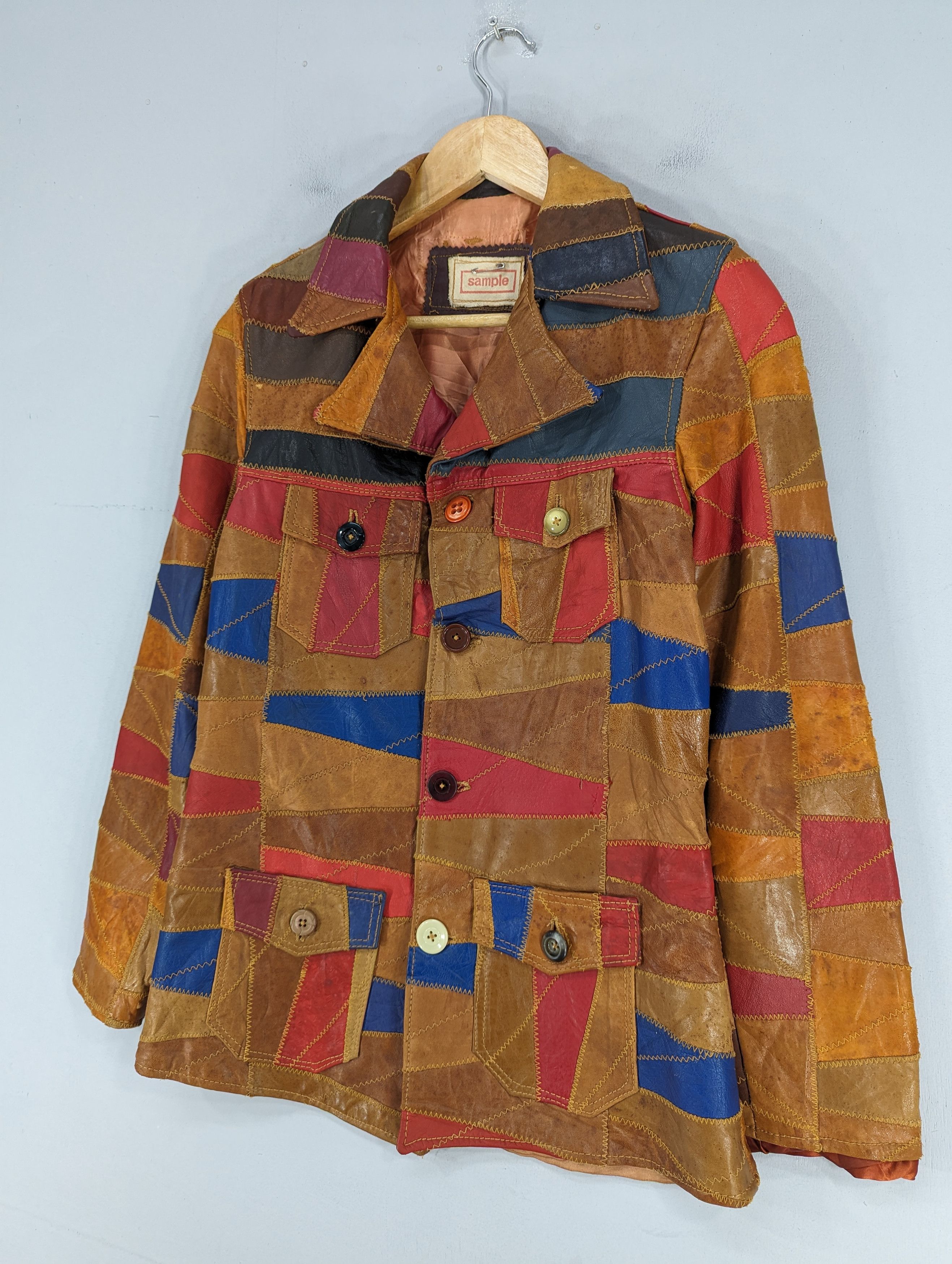 Vintage 🔥RARE🔥Vintage Unbrand Patchwork Leather Jacket Size XS / US 0-2 / IT 36-38 - 3 Thumbnail