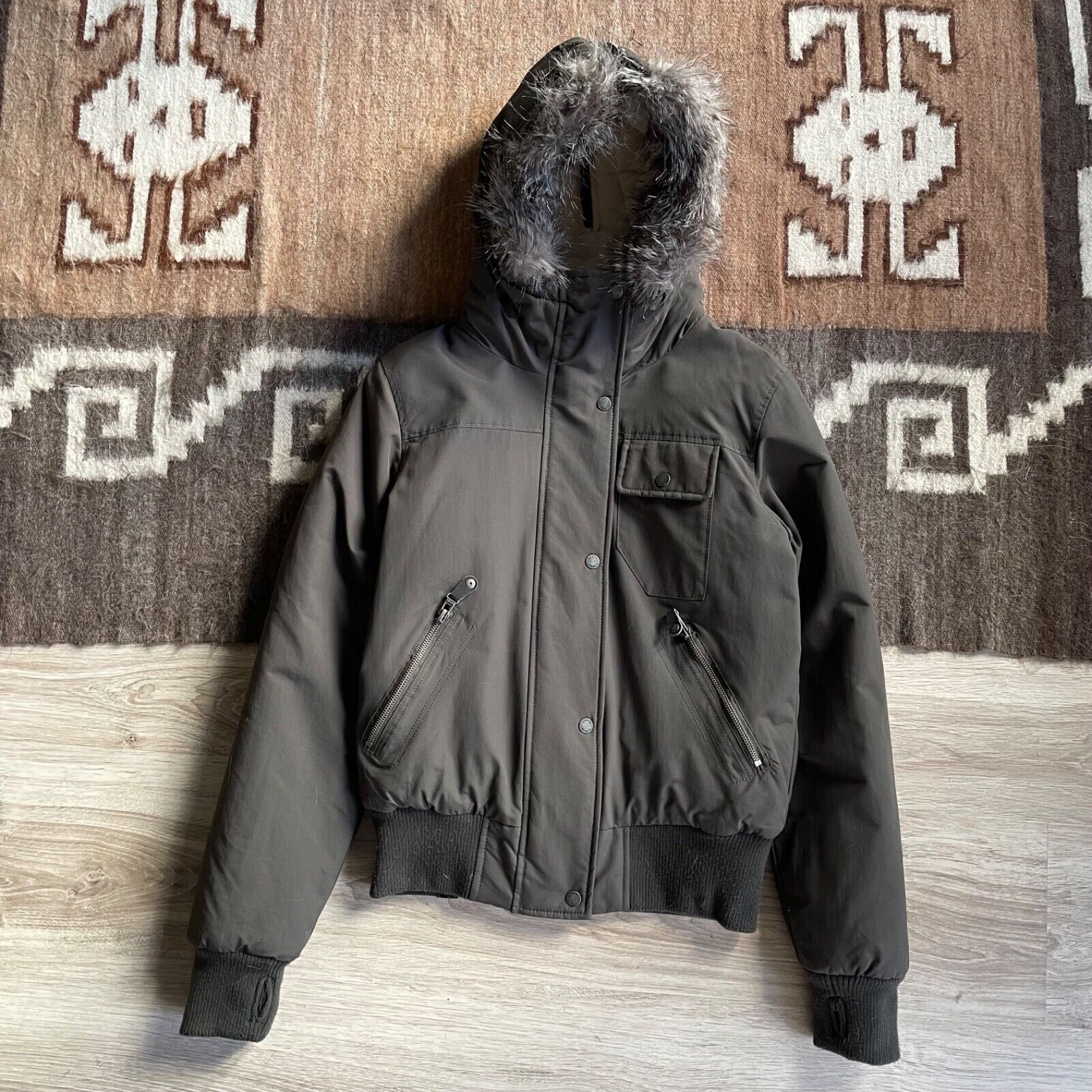 Bench Bench Vintage y2k Fur Trim Bomber Jacket 8587AC Size M / US 6-8 / IT 42-44 - 2 Thumbnail