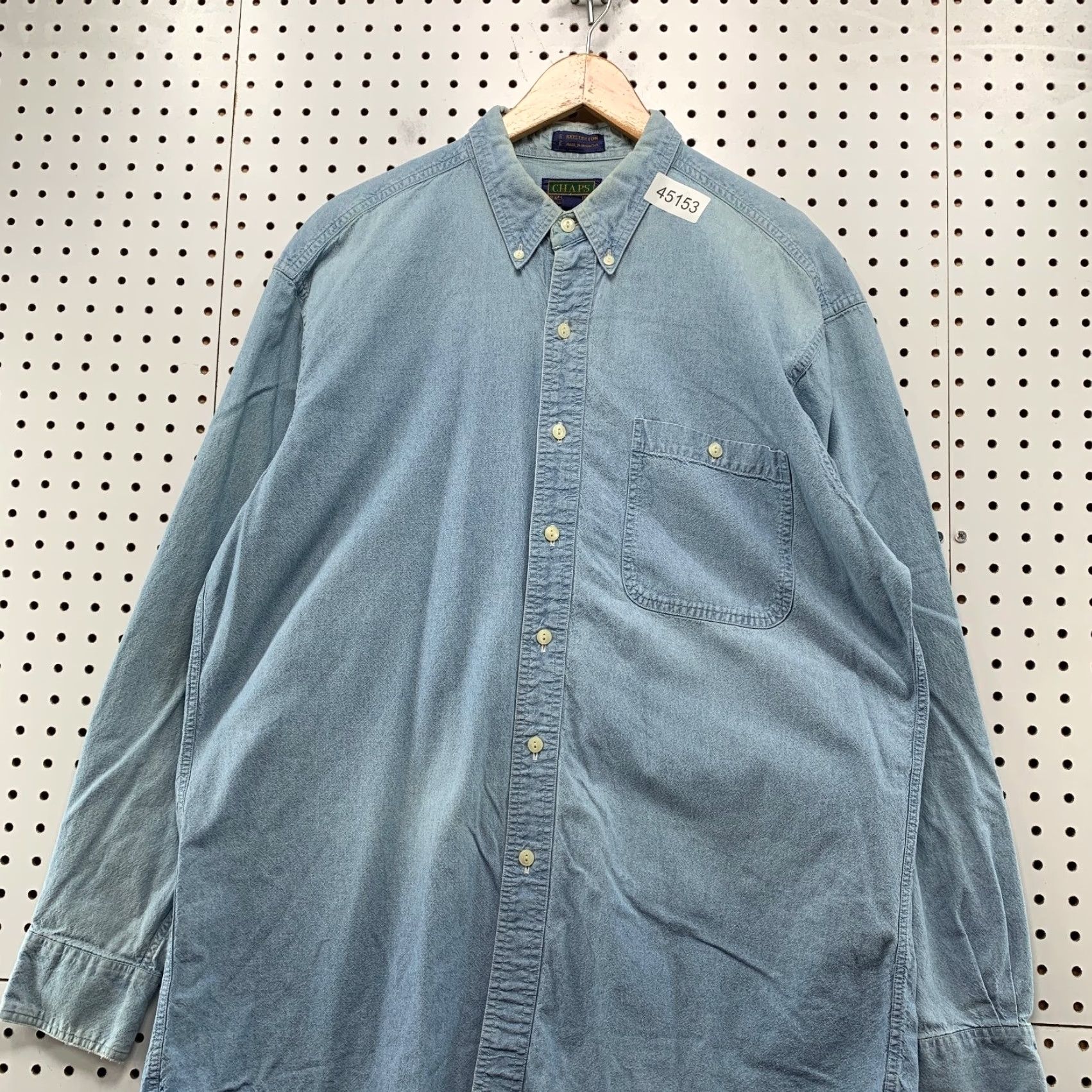 Ralph Lauren VINTAGE Ralph Lauren Denim Shirt Mens XL Blue Cotton Long Sleeve Button-Up Size US XL / EU 56 / 4 - 2 Thumbnail