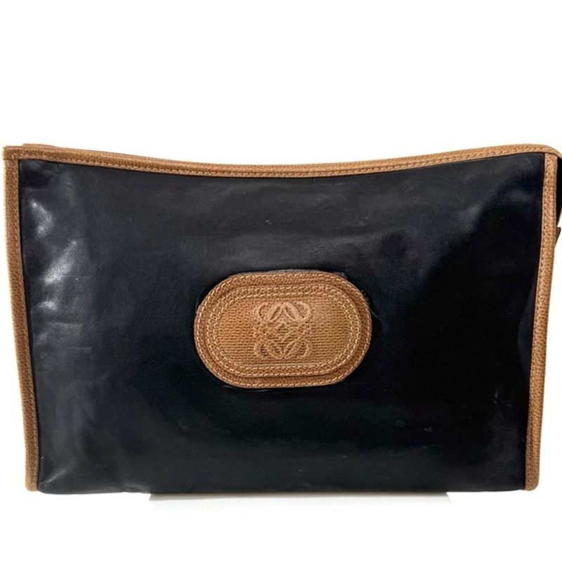 Loewe Loewe Black and Tan Leather Clutch Size ONE SIZE - 1 Thumbnail