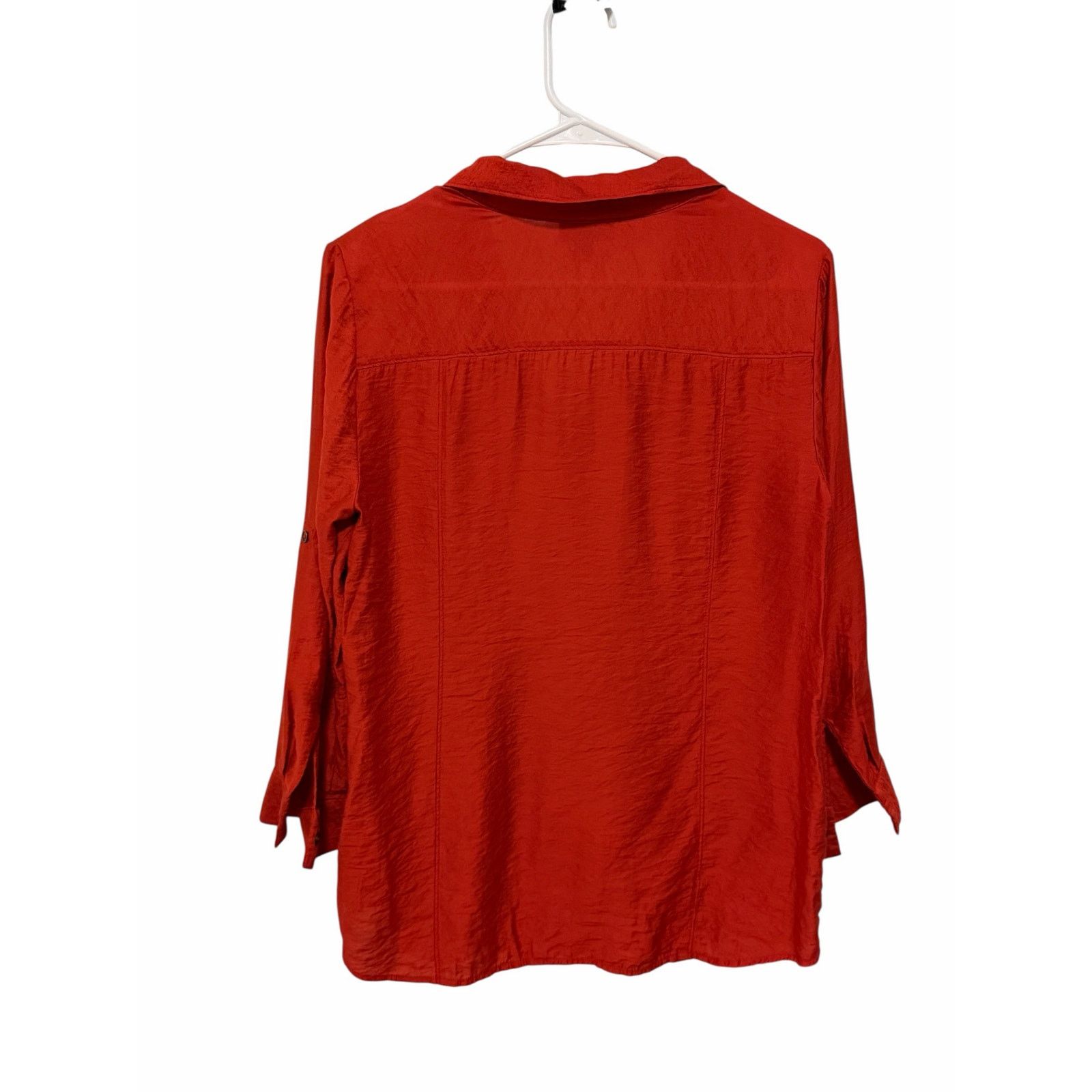 Other Roz & Ali Coral Long Sleeve Button Up Pocket Collared Blouse Size M / US 6-8 / IT 42-44 - 4 Thumbnail