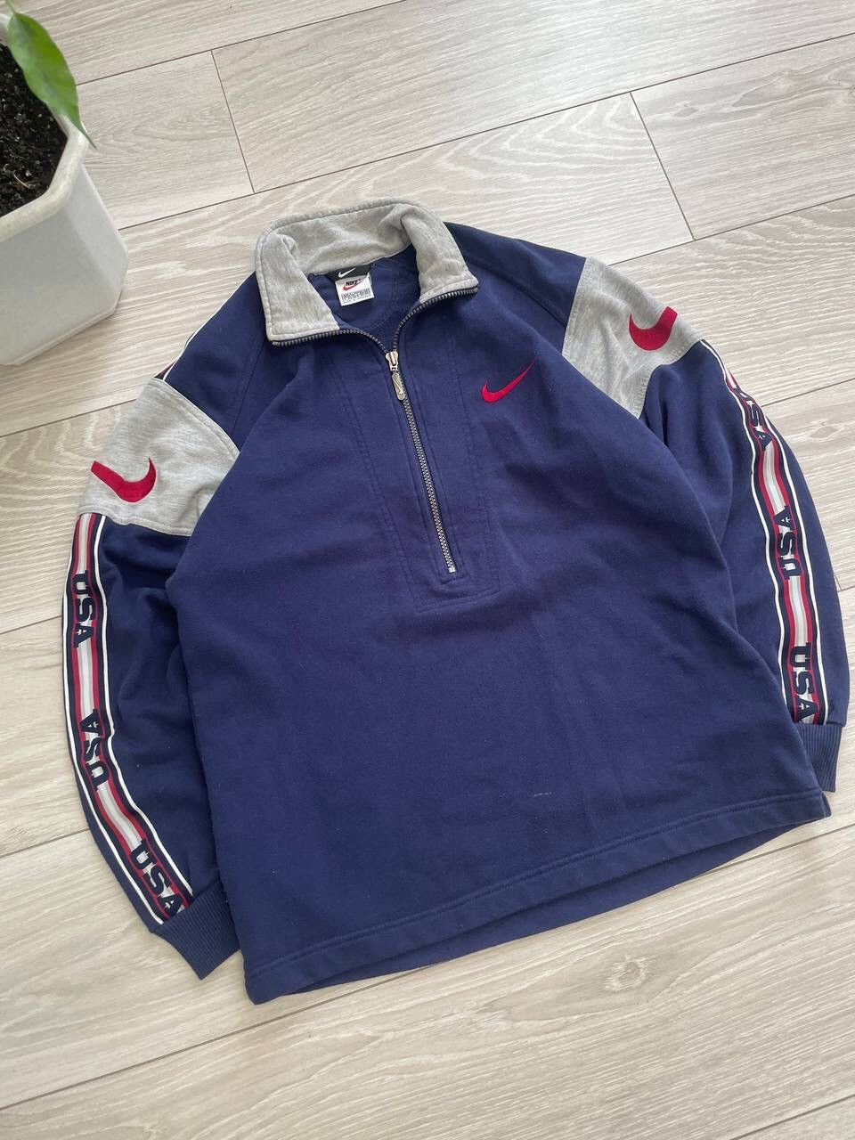 Nike × Vintage Vintage Nike USA 1/4 Zip Sweatshirt Pullover Y2K Size US S / EU 44-46 / 1 - 2 Thumbnail