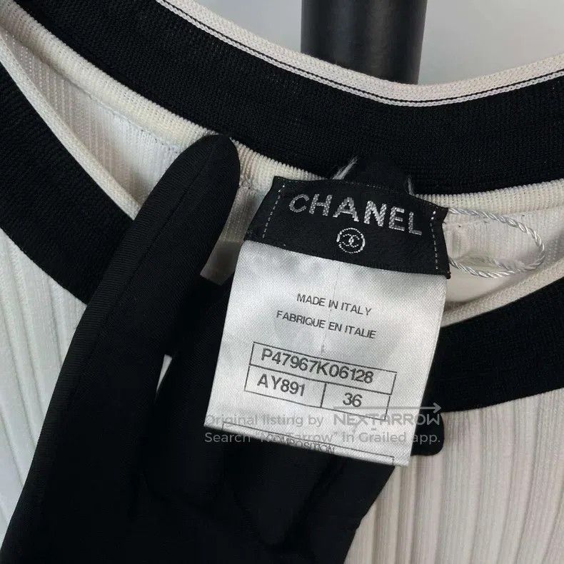 Chanel Chanel Knitted dress with black and white bow Size XS / US 0-2 / IT 36-38 - 4 Thumbnail