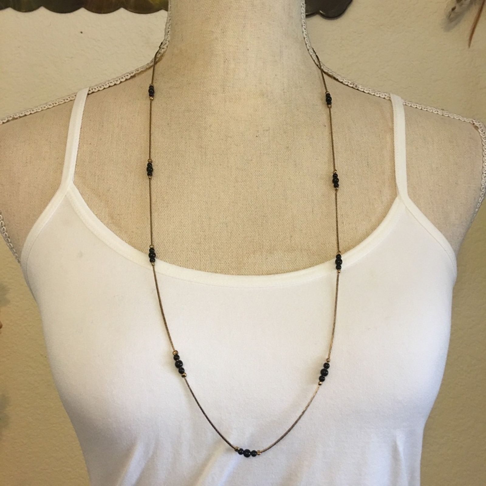 Vintage Vintage 80s beaded gold tone chain necklace Size ONE SIZE - 1 Thumbnail