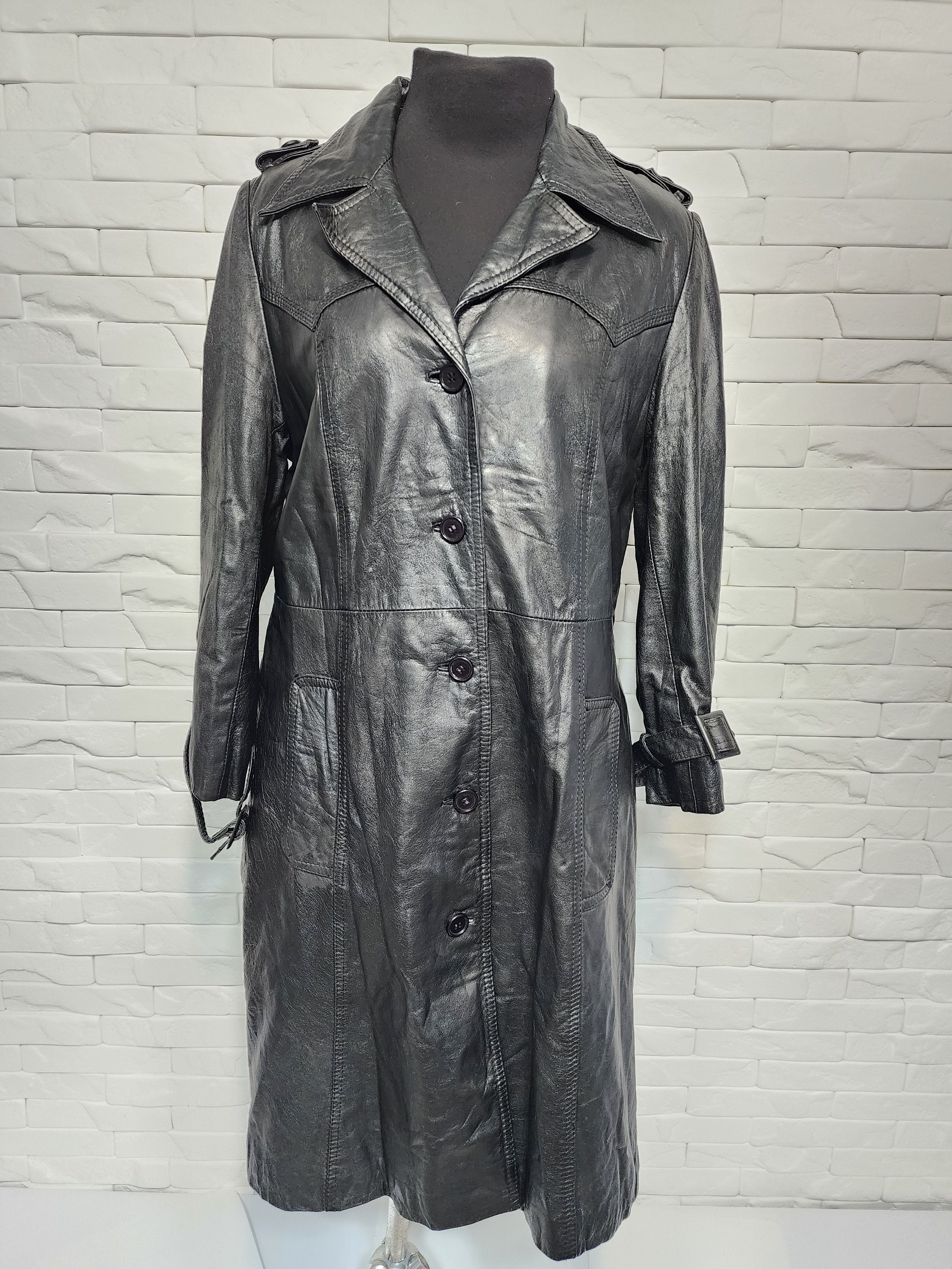 Hugo Boss Black leather long coat for women Size XL / US 12-14 / IT 48-50 - 1 Thumbnail