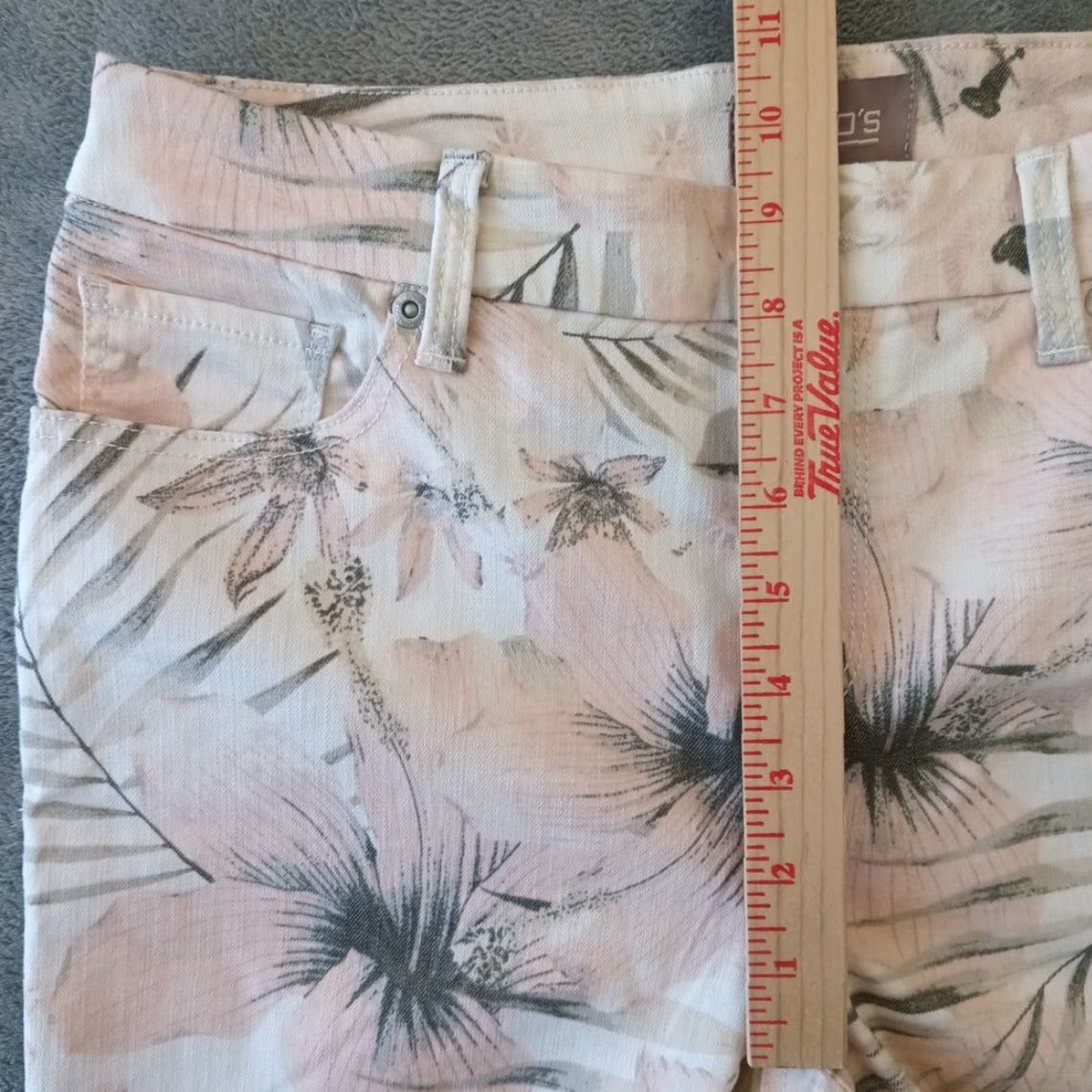Vintage Chico's Jeans Ankle Womens 0 Pink Floral Stretch 29x26 Mid Rise 5-Pocket Denim Cotton Blend Size 25" / US 0 / IT 36 - 4 Thumbnail