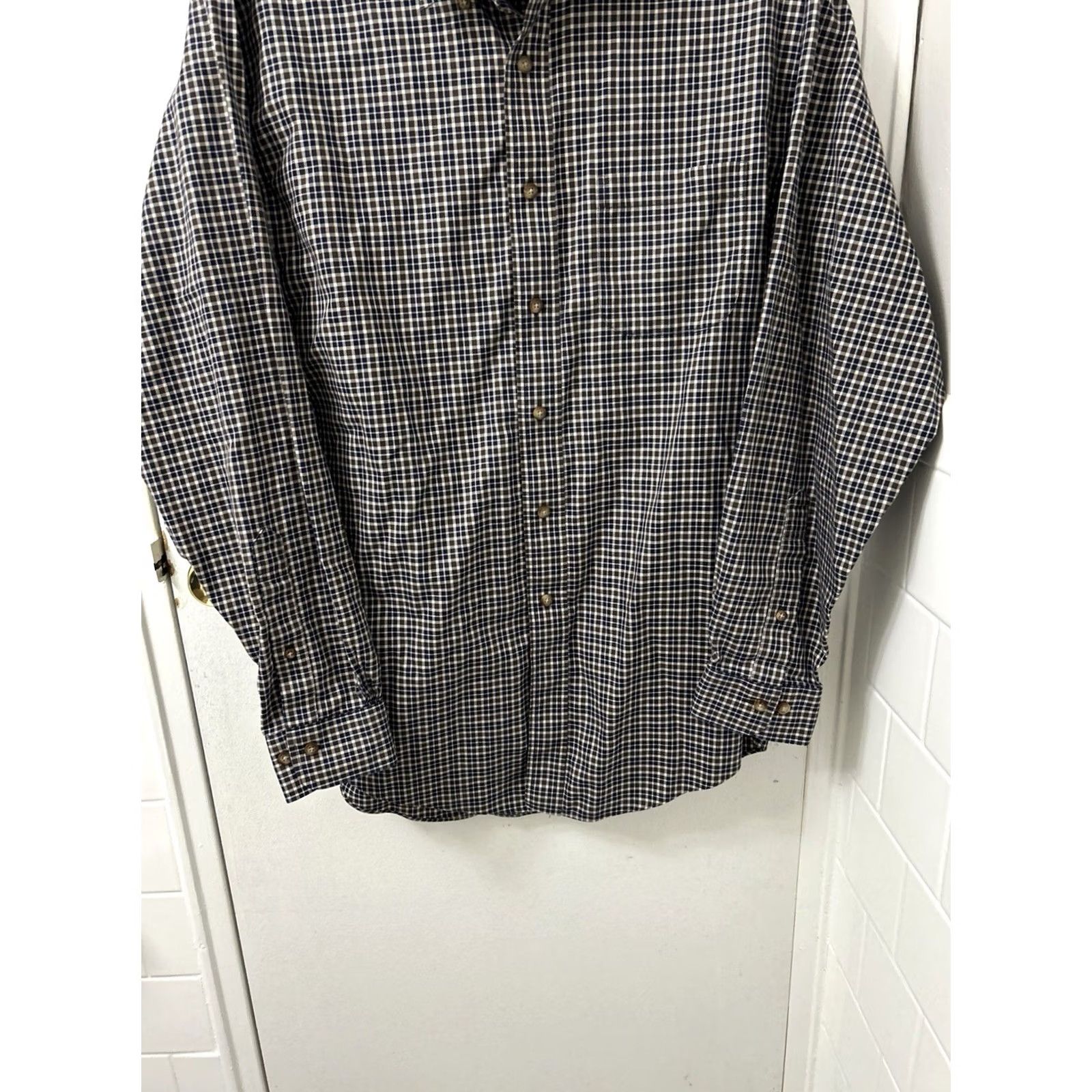 Brooks Brothers Brooks Brothers Button-Down Shirt Mens M Navy Blue Brown Check Plaid Non-Iron All Seasons Pocket Size US M / EU 48-50 / 2 - 3 Thumbnail