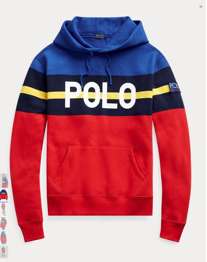 image of Polo Ralph Laurent Hi Tech Striped Fleece Hoodie Pullover, Men's (Size XL)