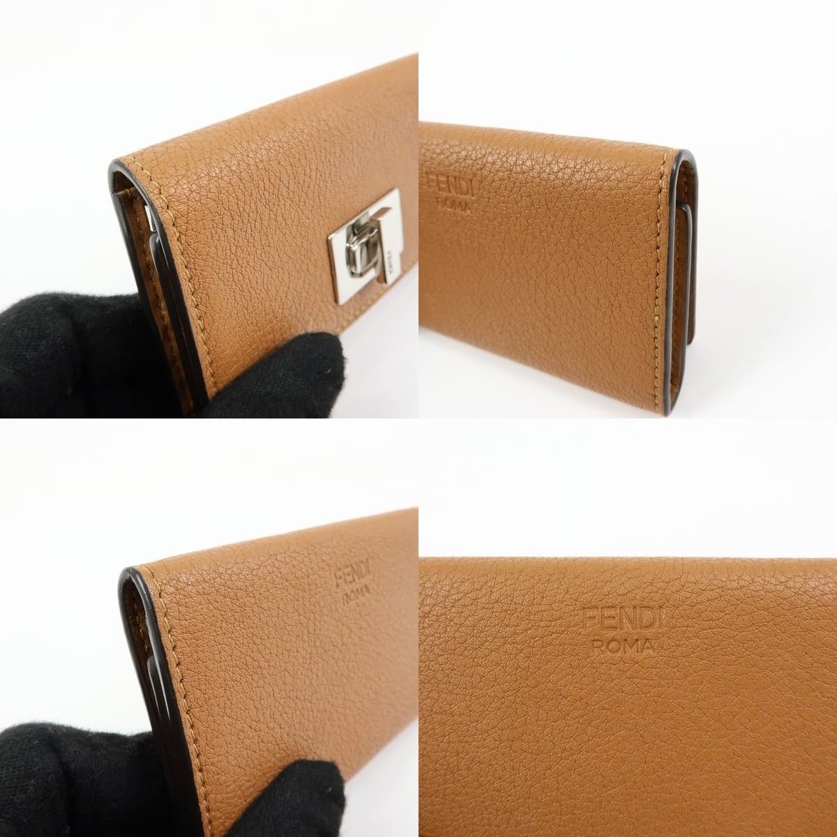 Fendi Fendi Peekaboo Leather Key Holder Tan Size ONE SIZE - 5 Thumbnail