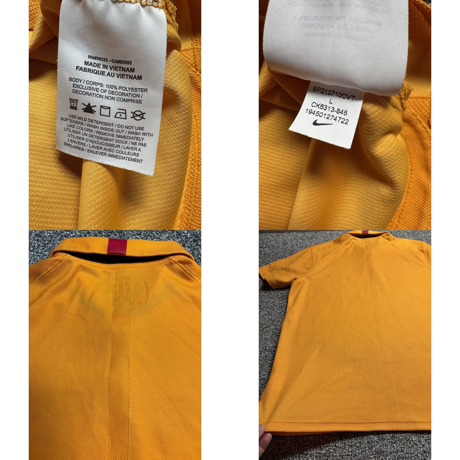 Nike VINTAGE Nike Tiger Woods Polo Mens Large Orange Striped Golf Shirt Snap Collar CK6313 Size US L / EU 52-54 / 3 - 8 Thumbnail