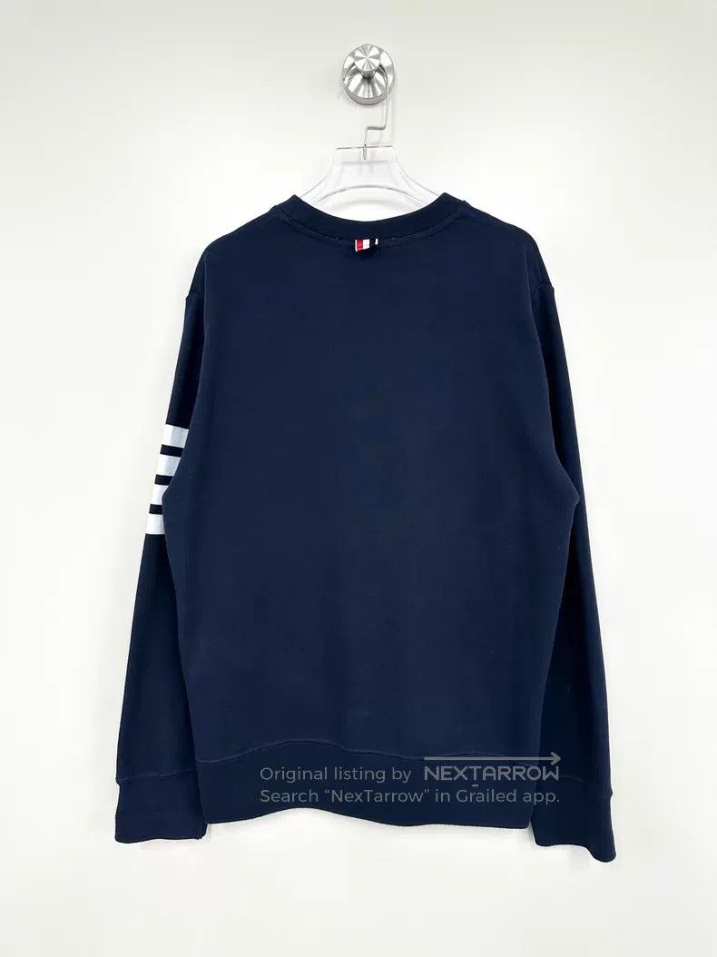 Thom Browne Thom Browne Dark blue classic four-striped long-sleeve swe Size US XL / EU 56 / 4 - 2 Thumbnail