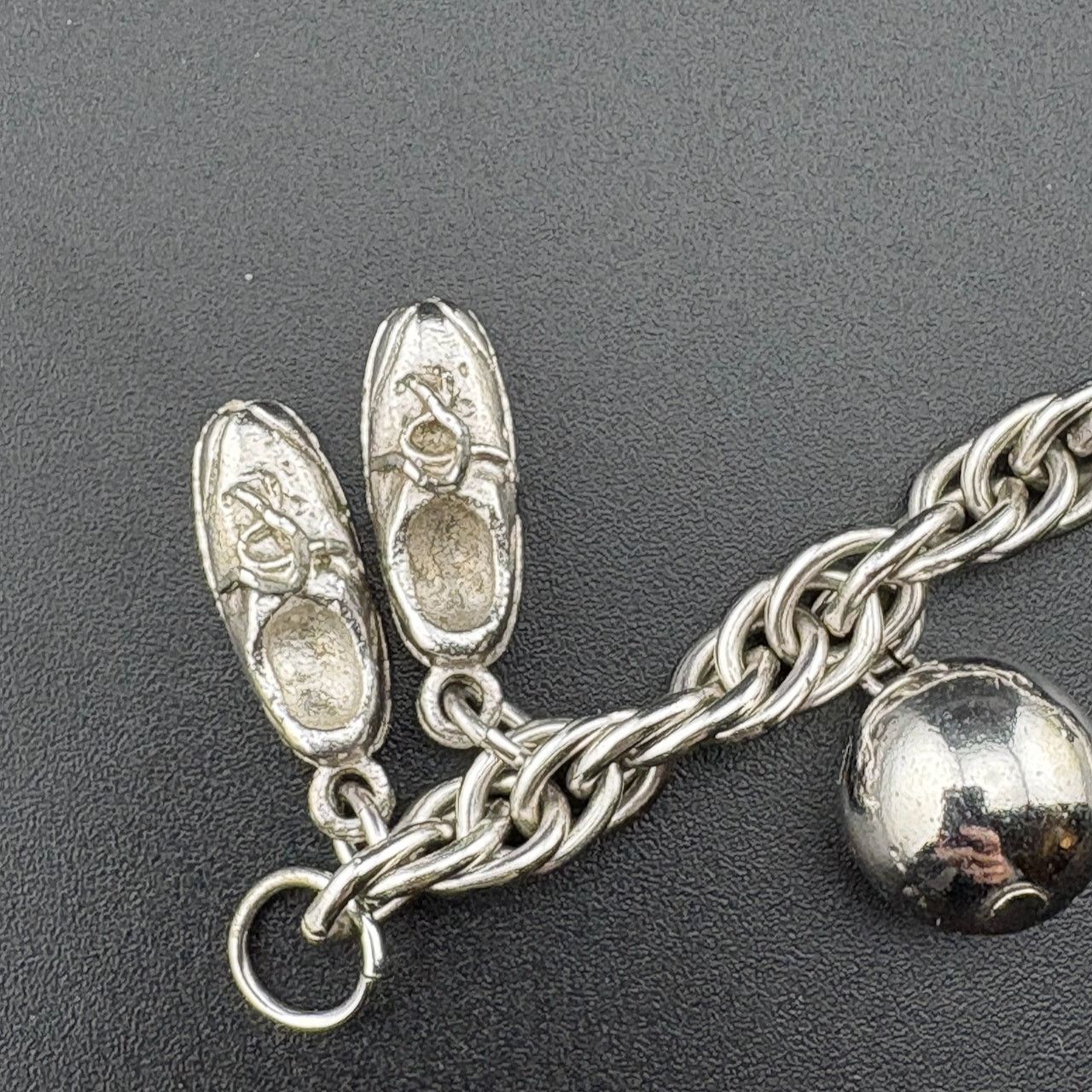 Other Signed Coro Silver Tone Bowling Ball Pins Charm Bracelet 7" Size ONE SIZE - 7 Thumbnail