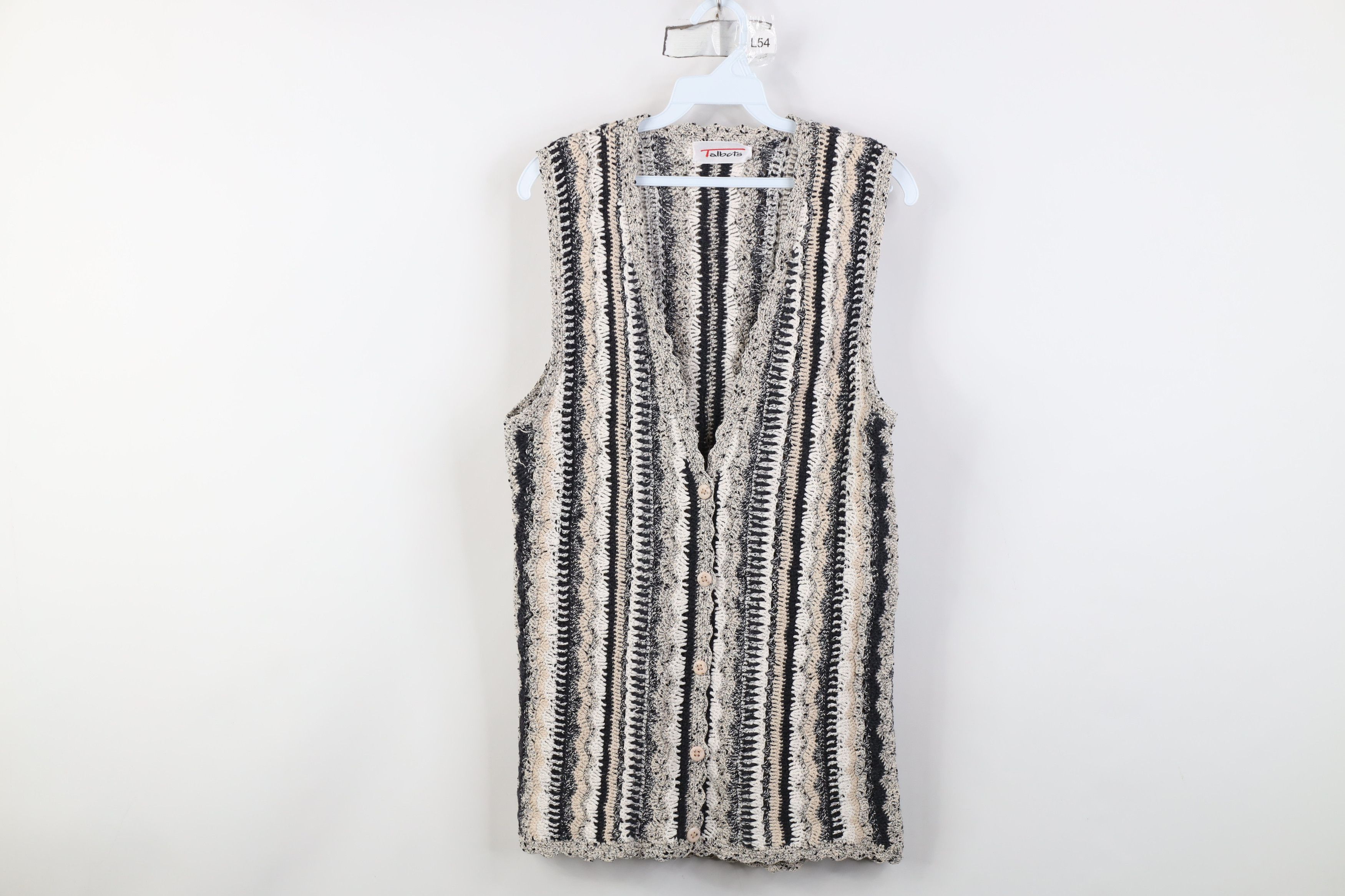 Vintage Vintage 90s Streetwear Crochet Knit Cardigan Sweater Vest Size M / US 6-8 / IT 42-44 - 1 Thumbnail