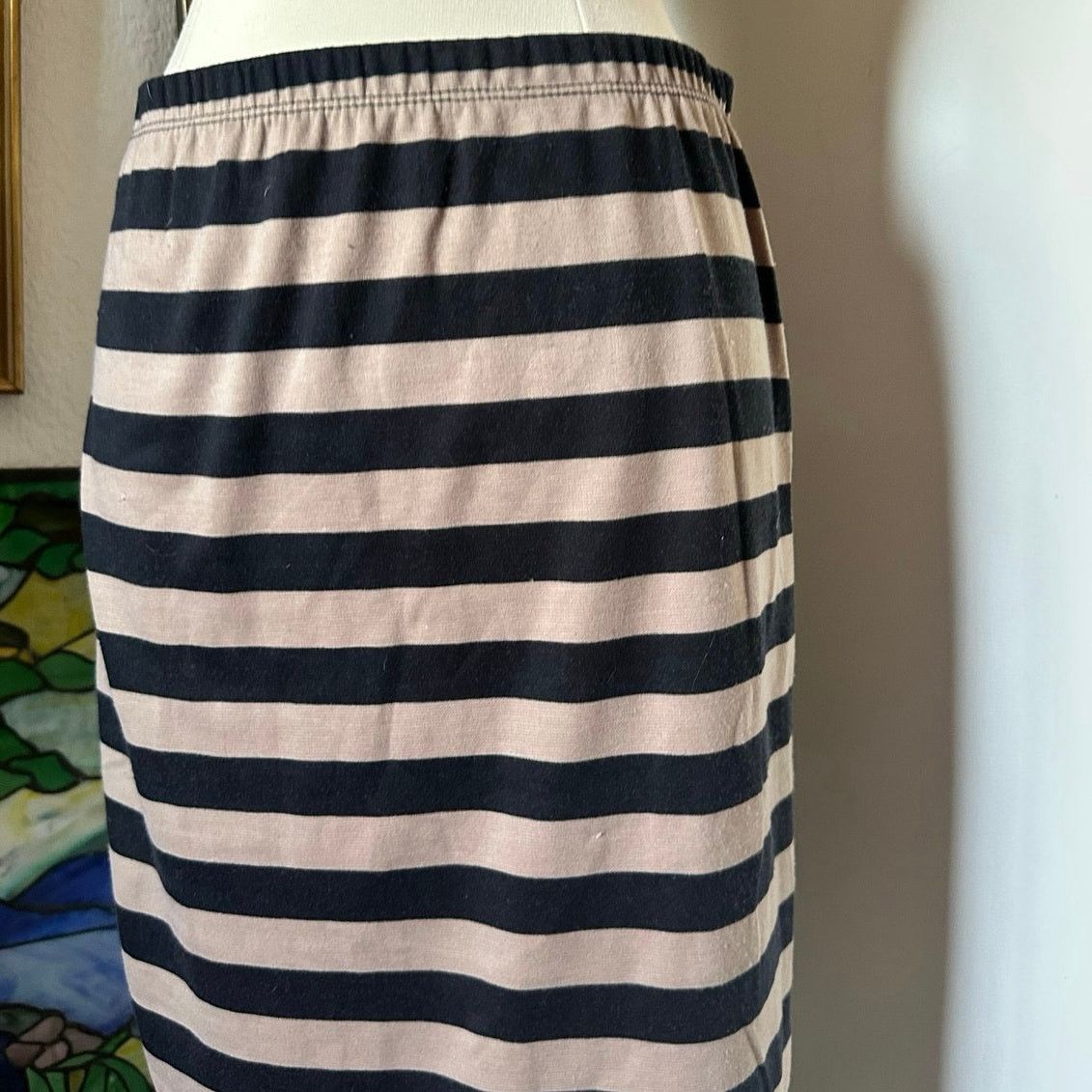 Other mauve beige black striped midi skirt Size 34" / US 12 / IT 48 - 2 Thumbnail