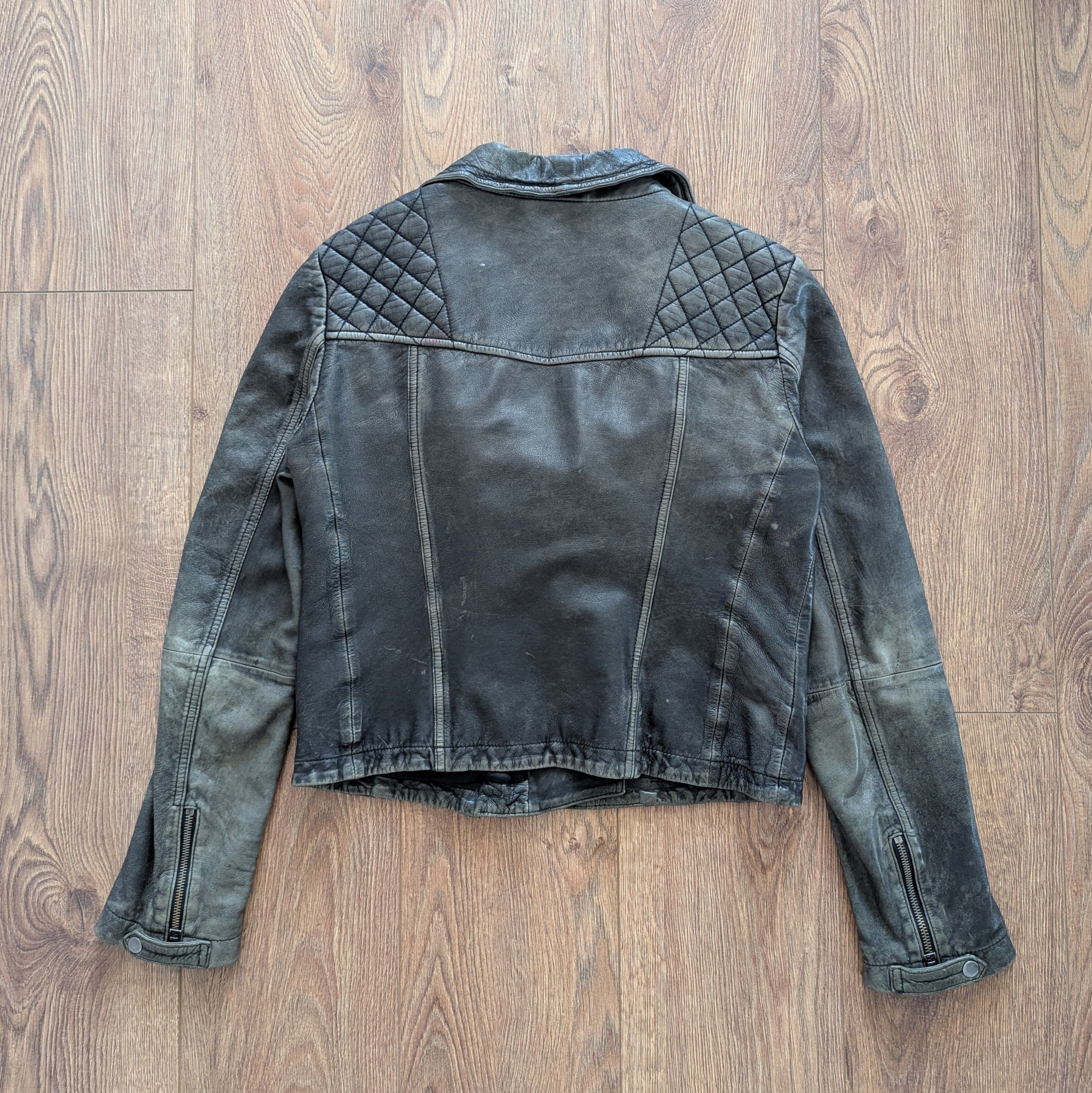 Allsaints × Leather ALLSAINTS Cargo Biker Leather Jacket With Scuffs Motorcycle Size M / US 6-8 / IT 42-44 - 20 Thumbnail