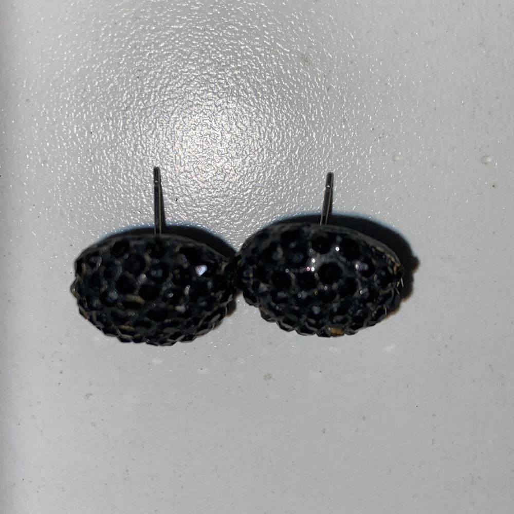 Designer Oversized Black Rhinestone Earrings Size ONE SIZE - 3 Thumbnail