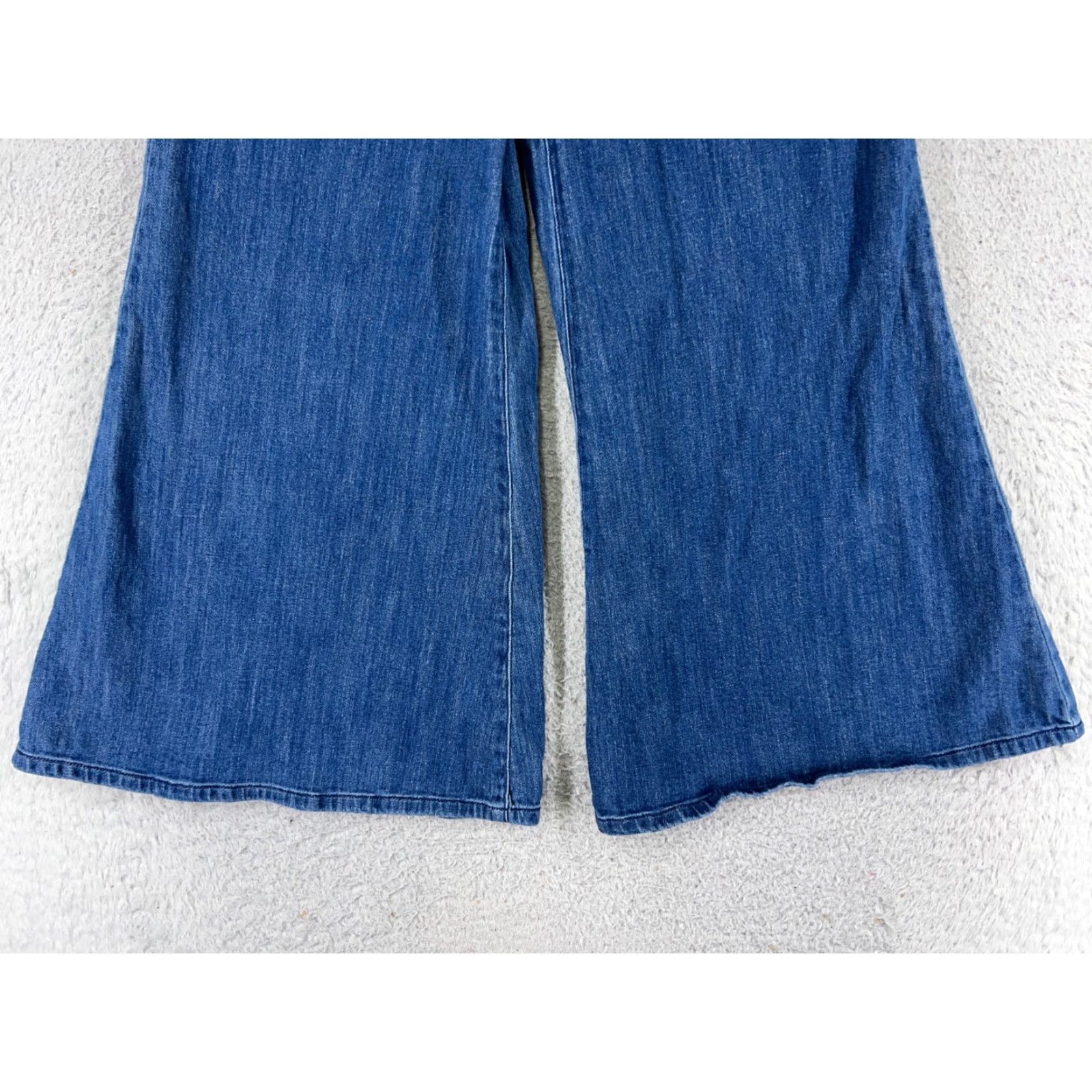 Anthropologie VINTAGE Anthropologie Women's Jeans Pants 22x23 Blue Denim Wide Leg Flare Distressed Cotton Slim Fit Retro Size 26" / US 2 / IT 38 - 2 Thumbnail