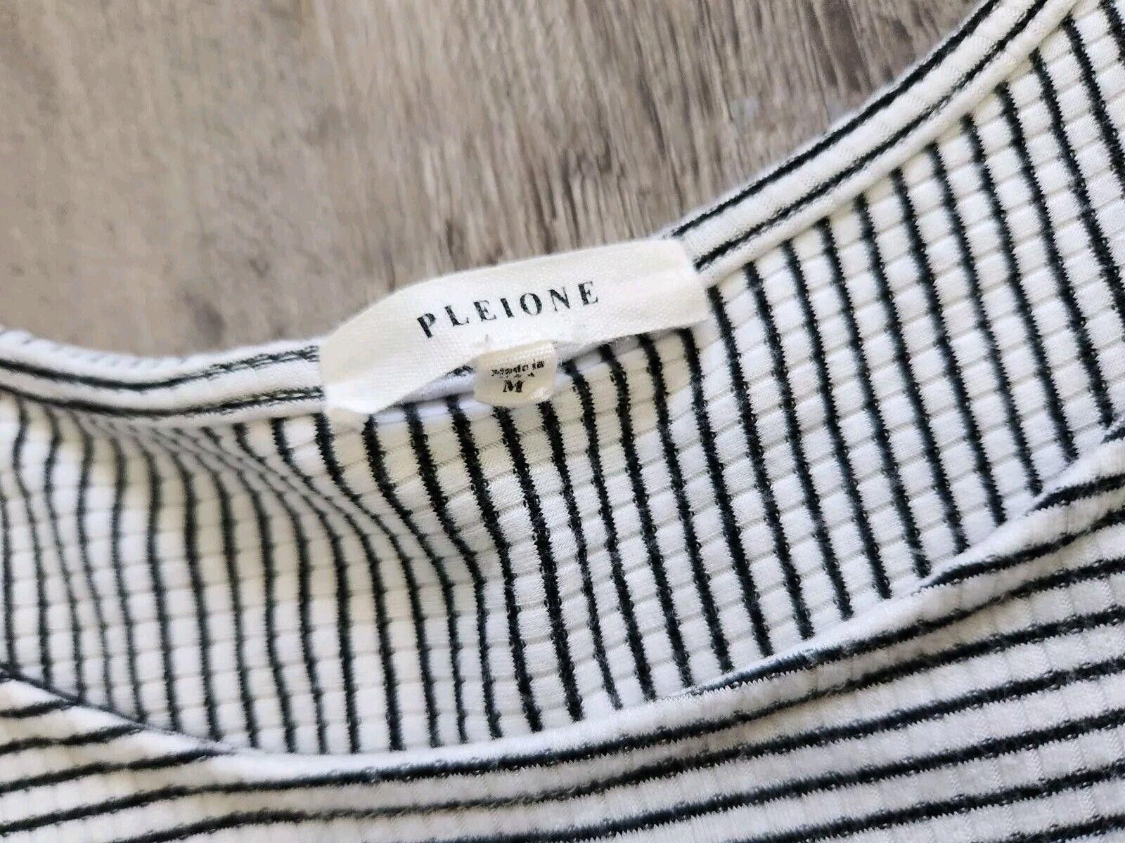 Designer Pleione Blouse Medium Black White Striped Bell Sleeves Size M / US 6-8 / IT 42-44 - 3 Thumbnail