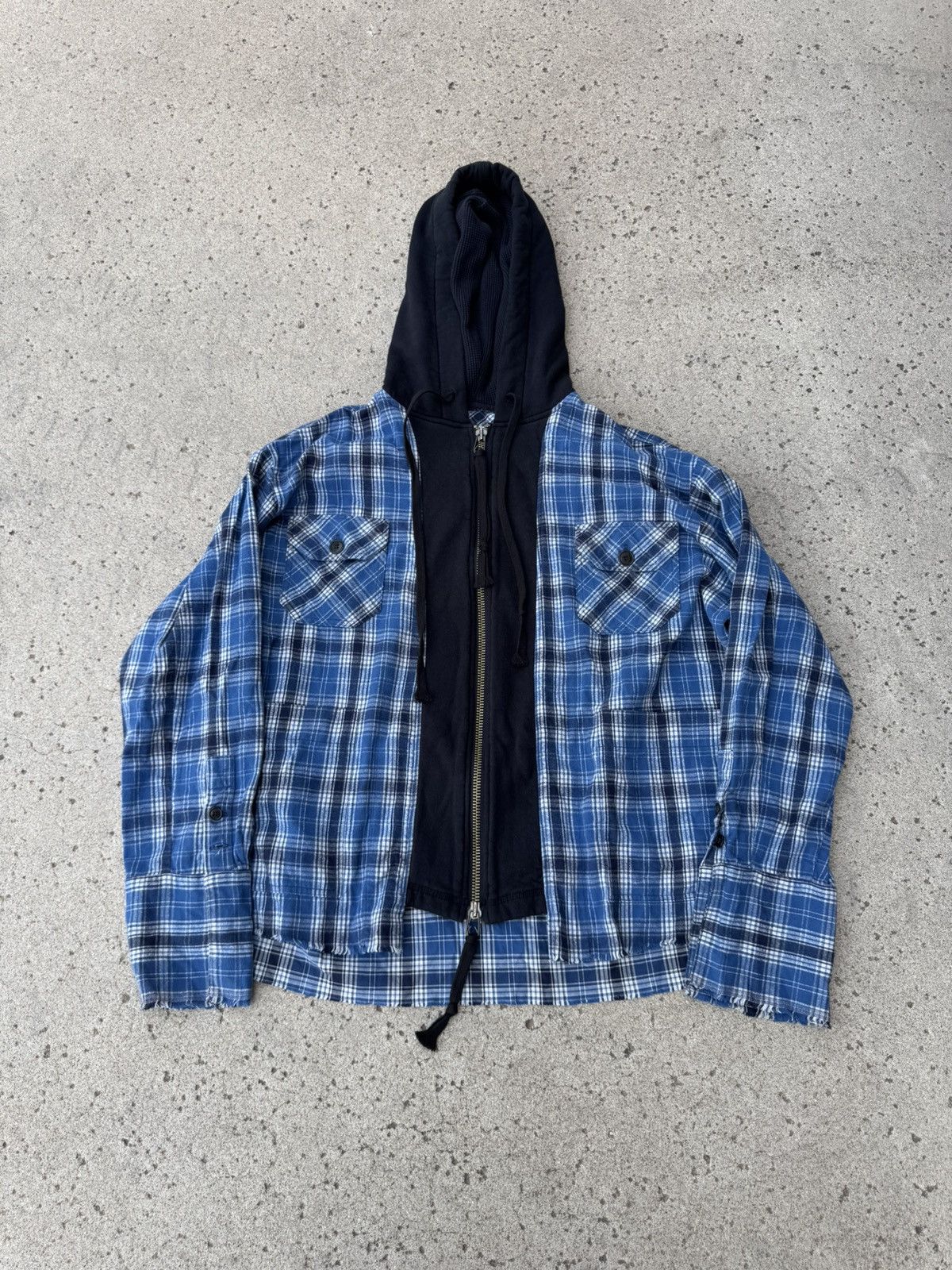 Greg Lauren Greg Lauren Blue Plaid Zip Up Hoodie Size US XL / EU 56 / 4 - 1 Thumbnail