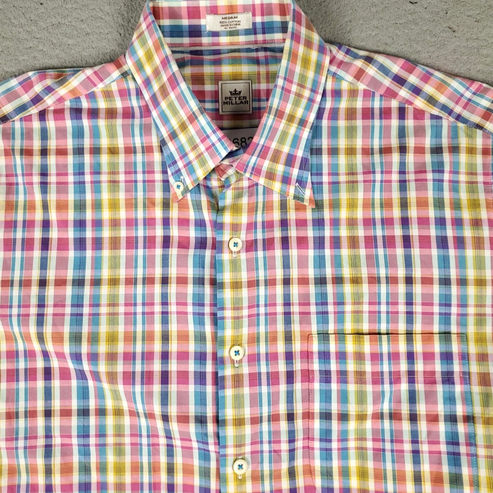 Peter Millar Peter Millar Shirt Mens Medium Pink Plaid Casual Button Up Short Sleeve Size US M / EU 48-50 / 2 - 2 Thumbnail