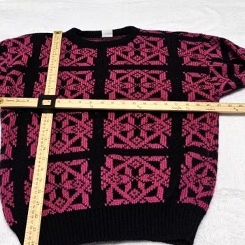Vintage VINTAGE Palmetto's Geometric Knit Pullover Sweater Women Small Pink 80s Graphic Print Crew Neck Long Sleeve - Mens? Size S / US 4 / IT 40 - 6 Thumbnail
