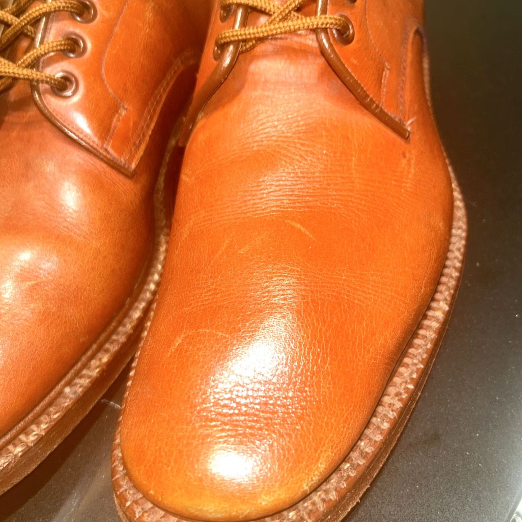 Tricker's VINTAGE Trickers Derby Shoes Men's Size 9 Tan Brown Leather Woodstock Handmade England Designer Size US 9 / EU 42 - 7 Thumbnail