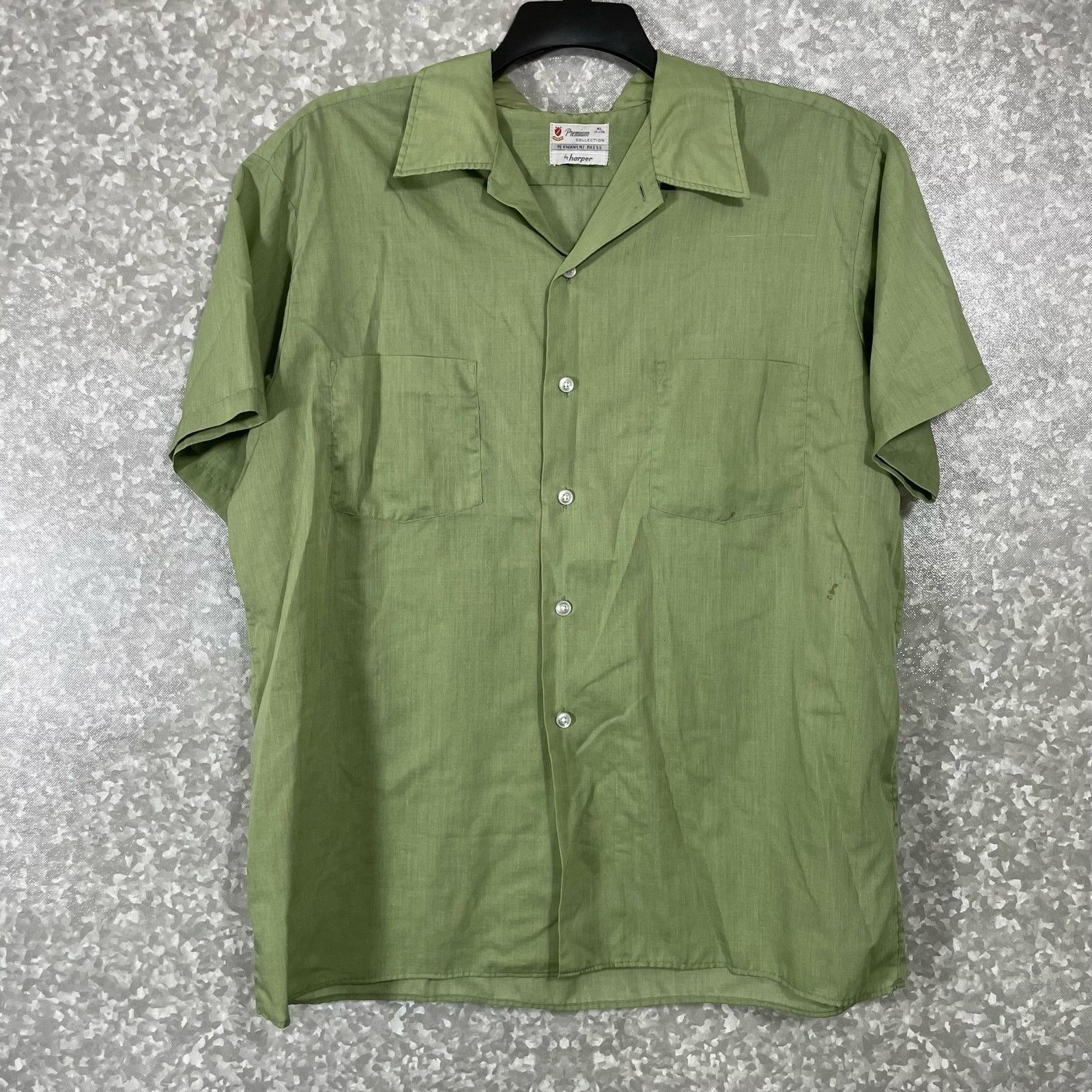 Vintage Harper Vintage 1970s Green Button Up Shirt - XL (17-17.5) Size US XL / EU 56 / 4 - 1 Thumbnail