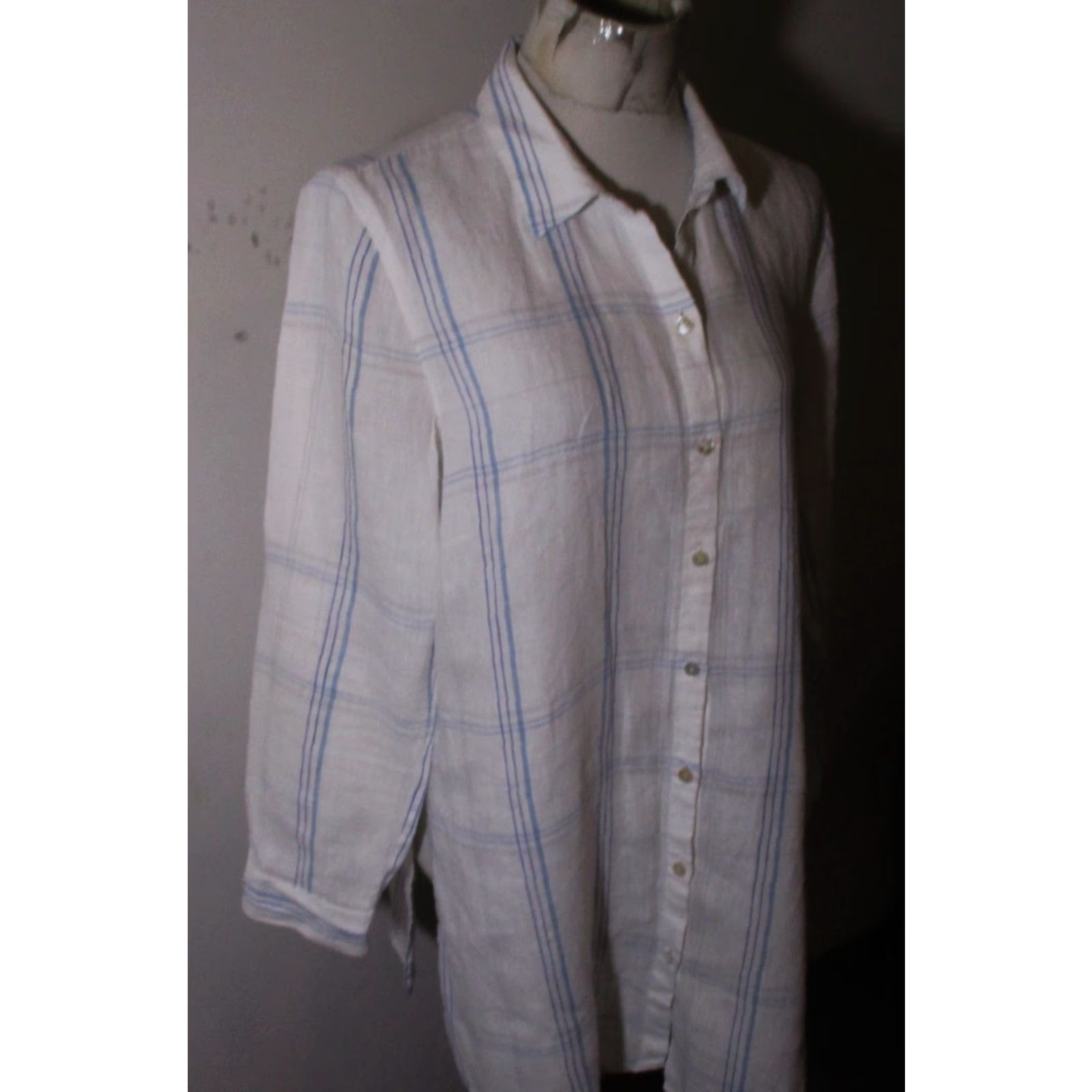 J. Jill J. Jill Blouse Shirt Linen 100% Long Sleeve Tunic White Petite L Womens Size L / US 10 / IT 46 - 3 Thumbnail