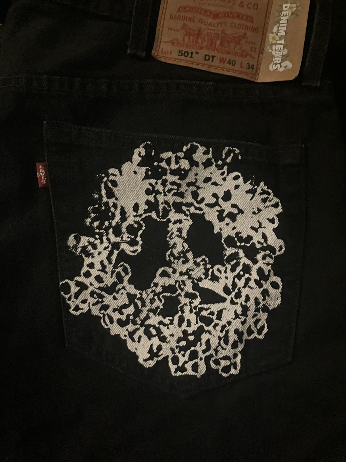 DENIM TEARS × Levi's DENIM TEARS “PEACE IN MY POCKET” JEANS 40x34 Size US 40 / EU 56 - 5 Thumbnail