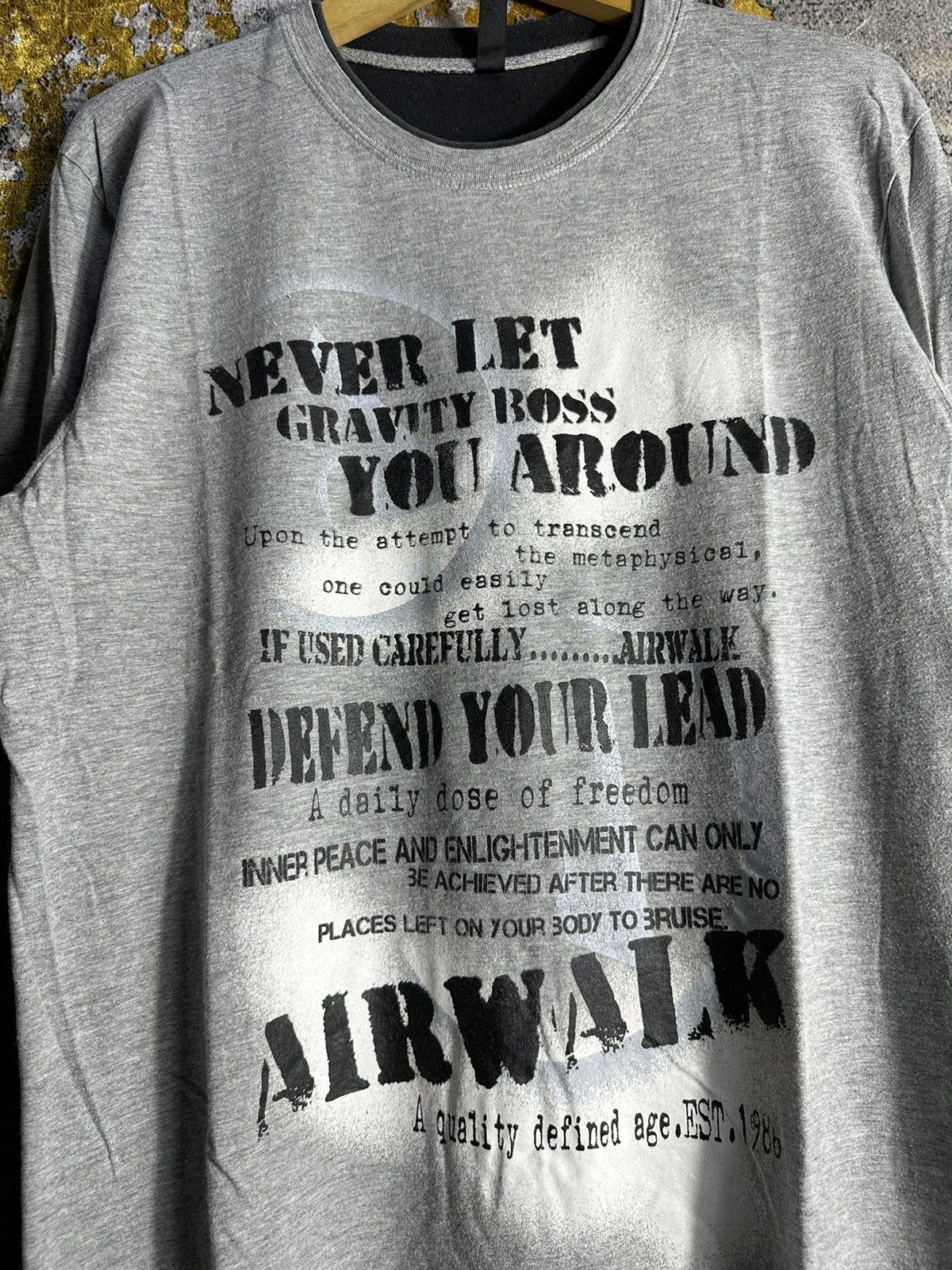 Japanese Brand AIRWALK ABSTRACT POEM DOUBLE COLLAR LONG SLEEVE LGB STYLE Size US L / EU 52-54 / 3 - 2 Thumbnail