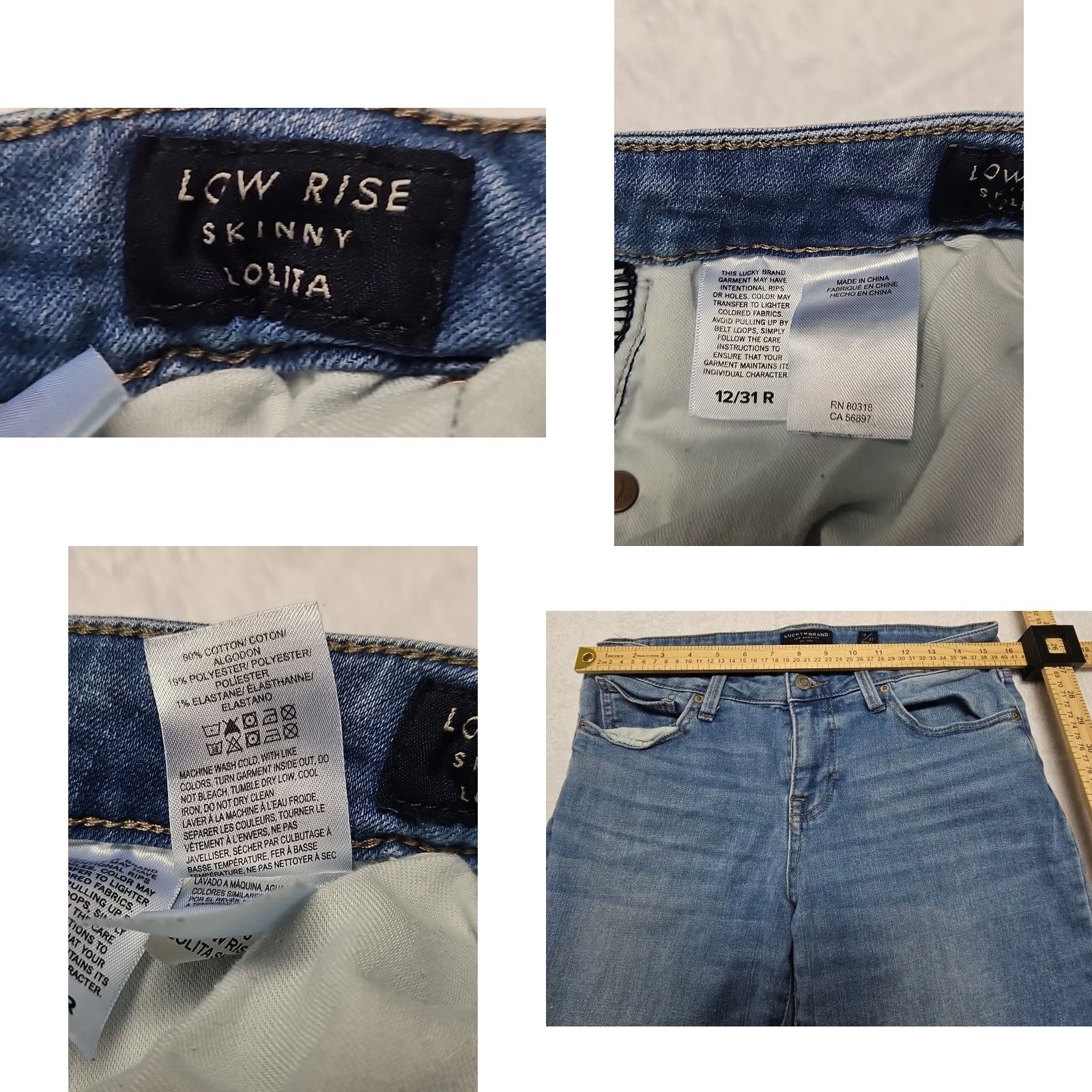 Lucky Brand Lucky Brand Lolita Skinny Jeans Women’s 12 Low Rise Stretch Denim Blue 31R Jeans Women Size 34" / US 12 / IT 48 - 8 Thumbnail