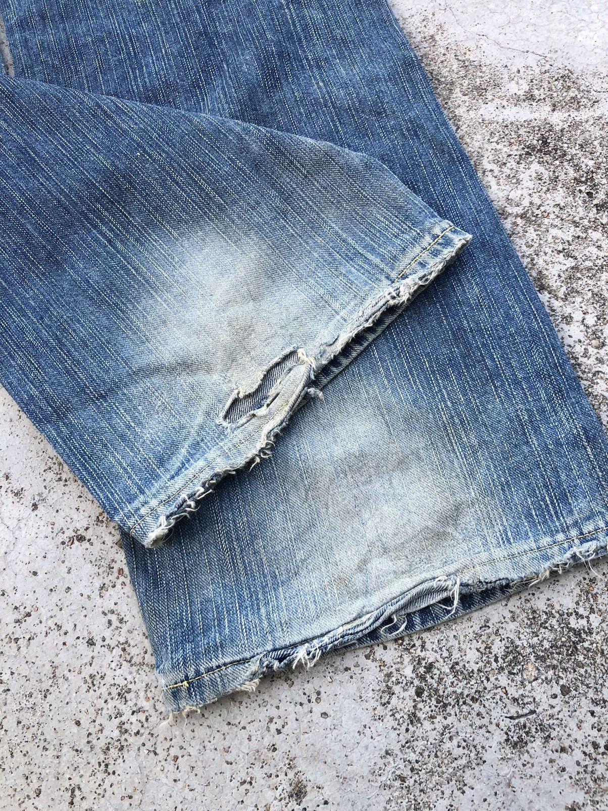 Edwin WIDE LEG⚡️⚡️EDWIN WASHED BLUE DISTRESSED DENIM Size US 31 - 6 Thumbnail
